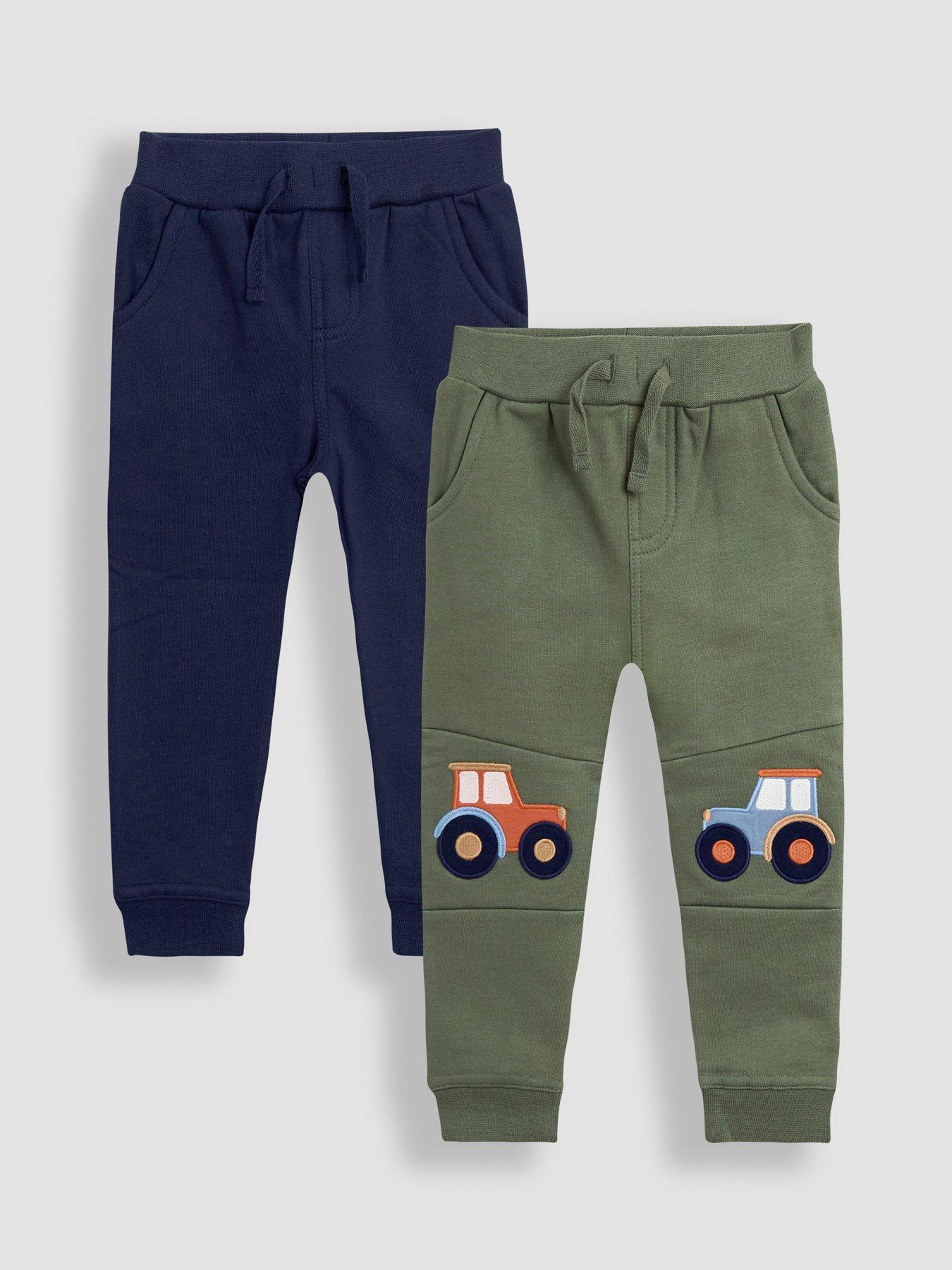 undefined Toddler Boys 2-Pack Tractor Applique Knee  &  Plain Joggers - Green