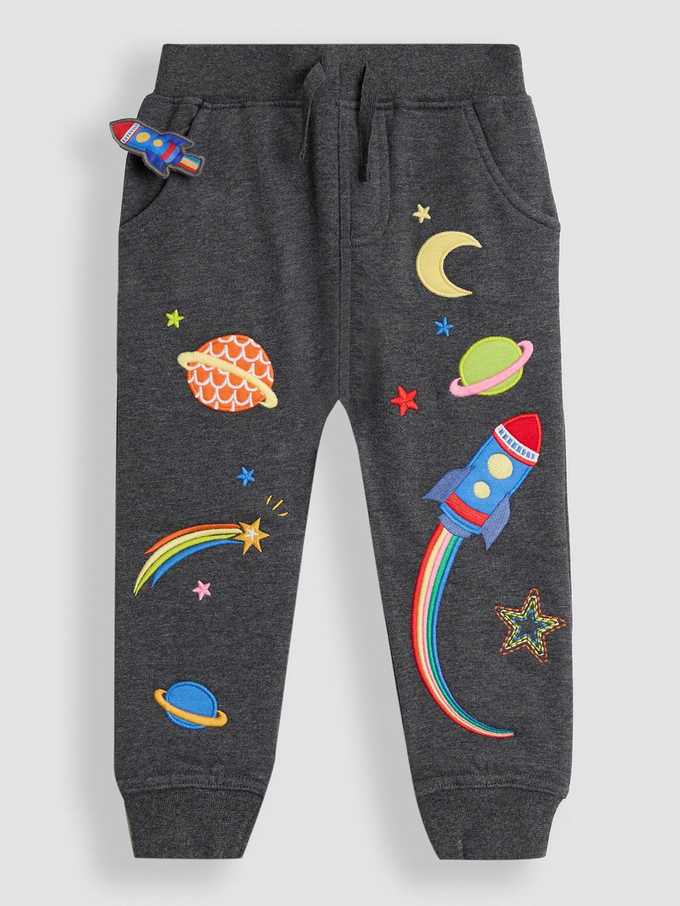 JoJo Maman Bebe Toddler Boys Space Applique Joggers - Grey