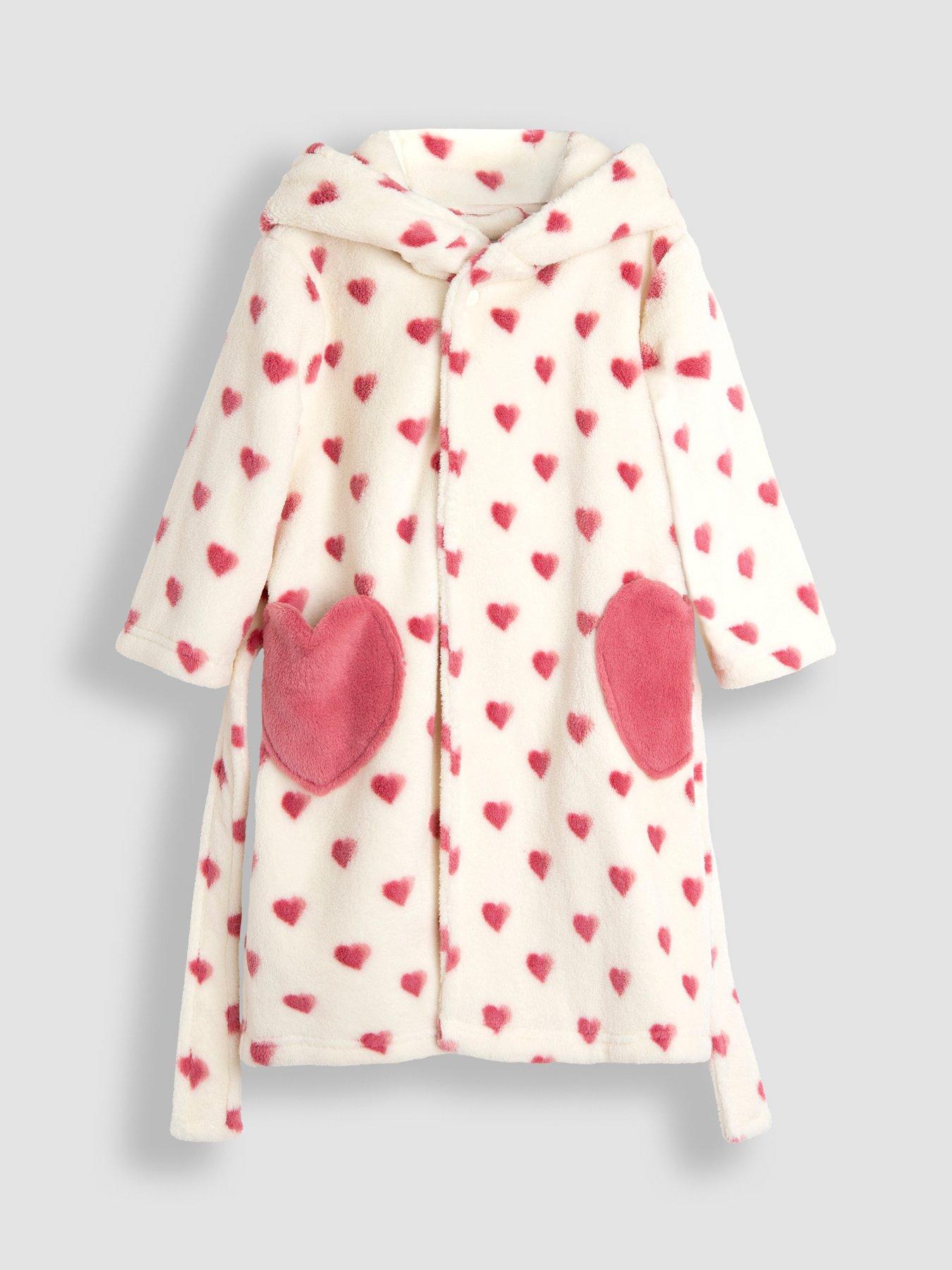 JoJo Maman Bebe Toddler Girls Heart Dressing Gown - Cream