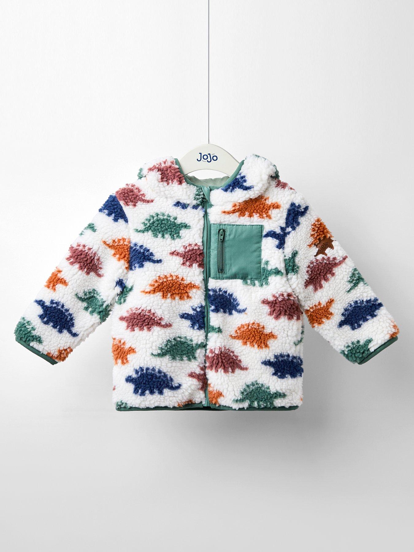 JoJo Maman Bebe Toddler Boys Stegosaurus Hooded Borg Jacket - Beige