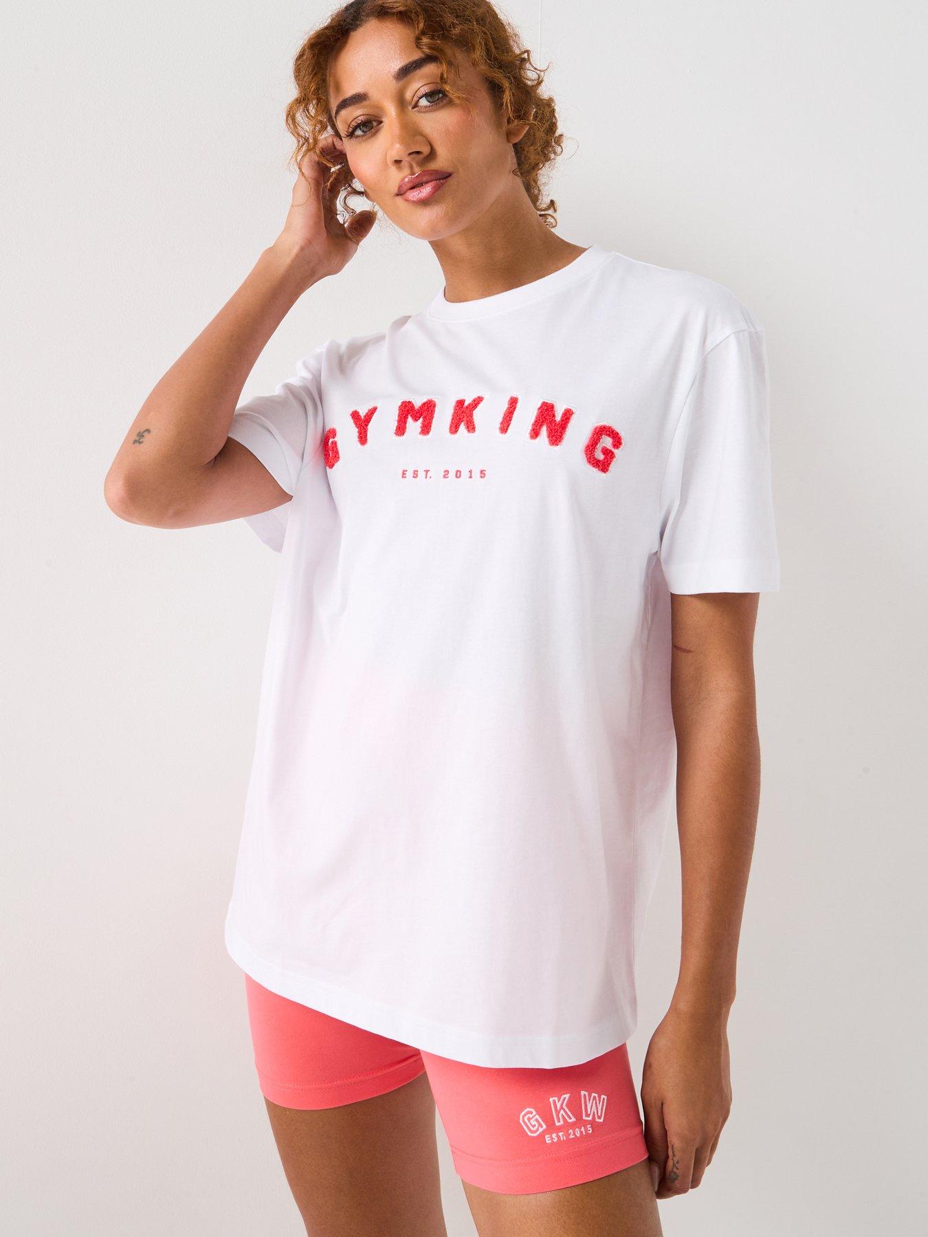 Gym King Womens Shadow Boyfriend Tee - White