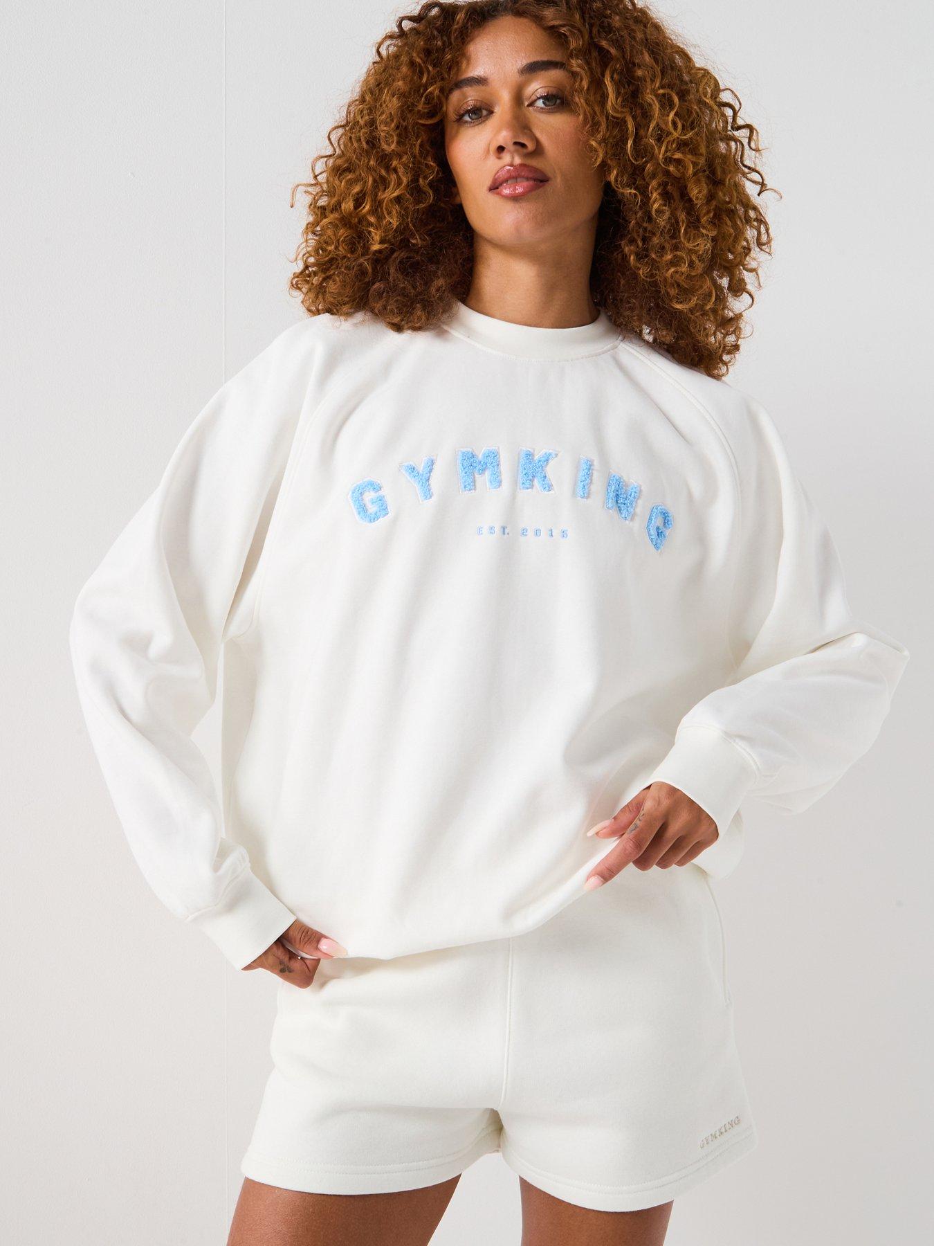Gym King Womens Shadow Oversized Crew - Cream