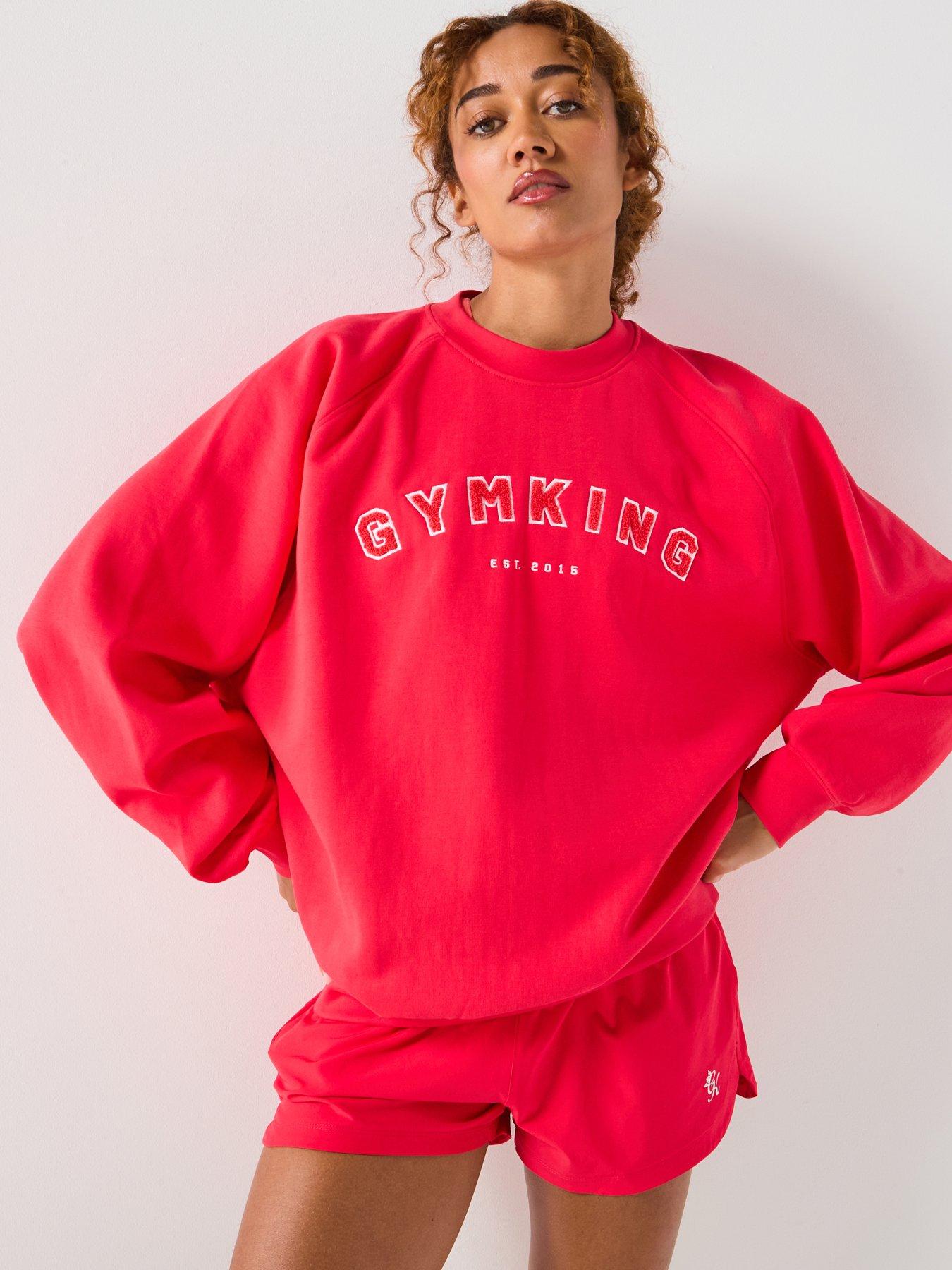 Gym King Womens Shadow Oversized Crew - Red