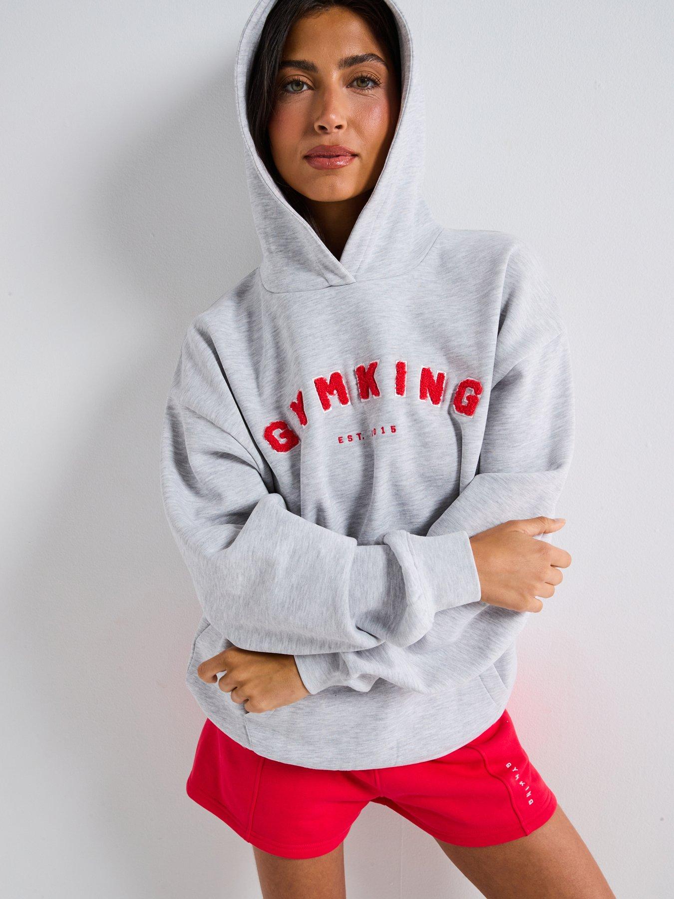 Gym King Womens Shadow Oversized Hoodie - Snow Marl