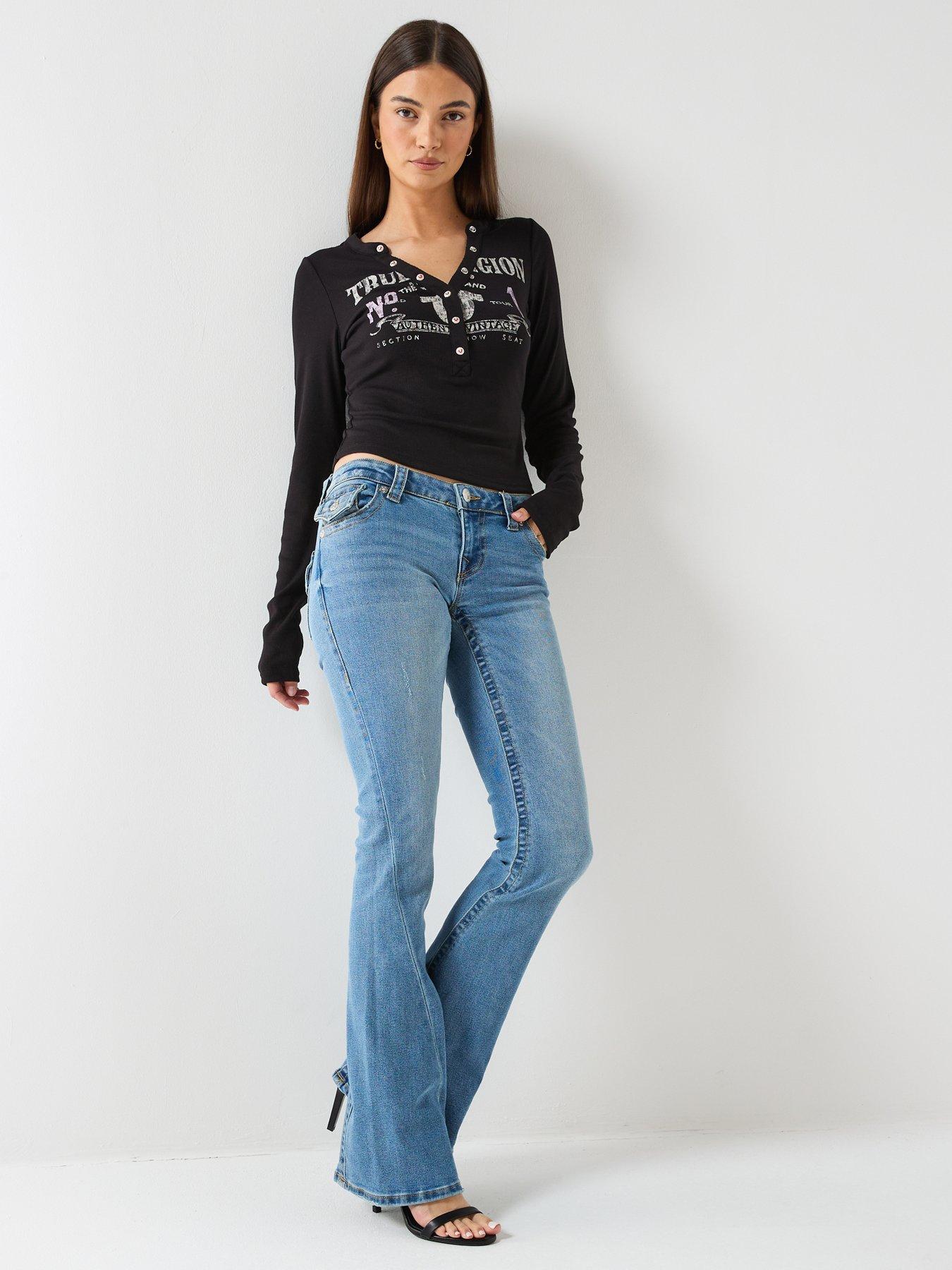 TRUE RELIGION Joey Low Rise Flare Flap? Jeans - Light Wash | Very
