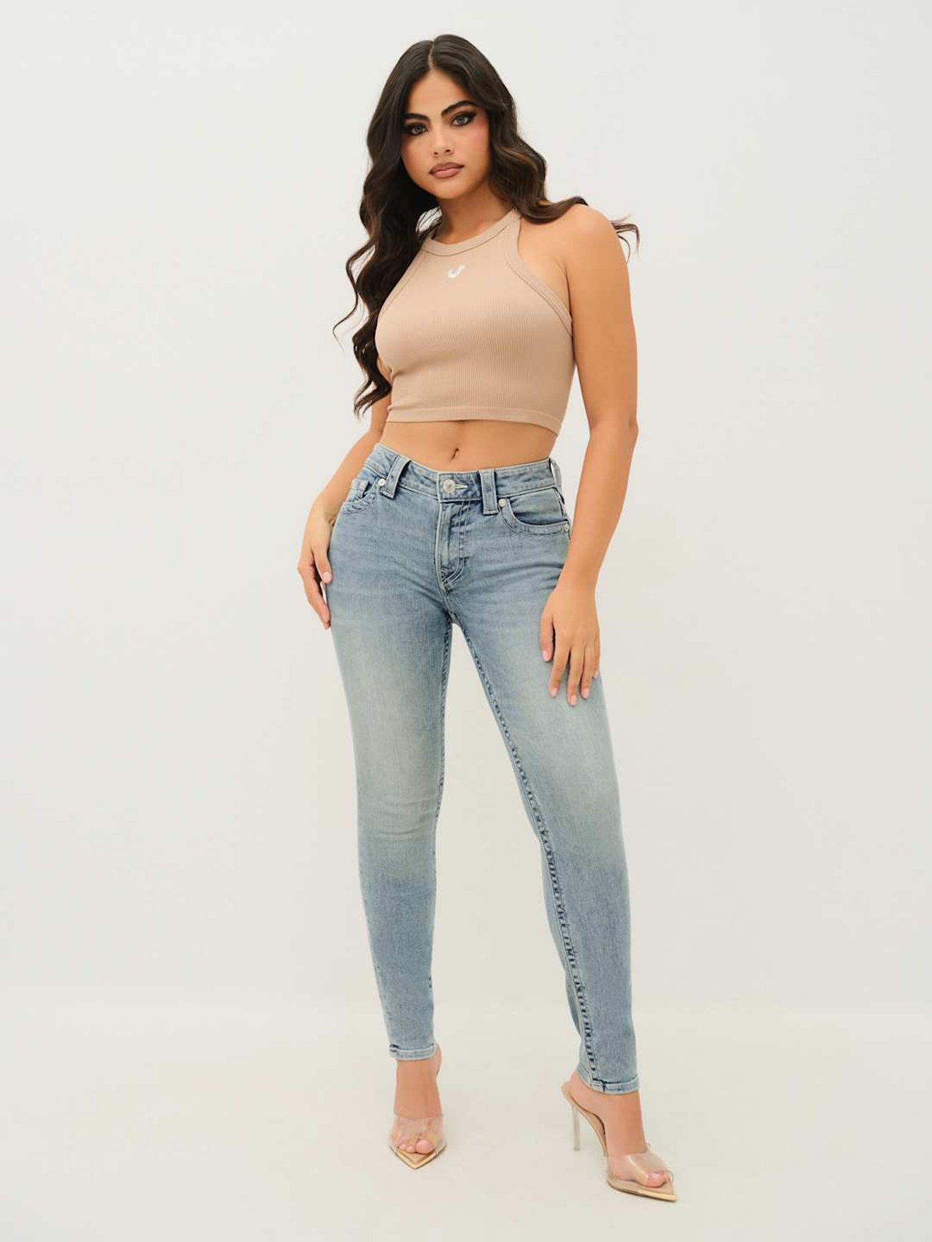 TRUE RELIGION Jennie Mid Rise Curvy Skinny Fit Jeans - Light Wash 