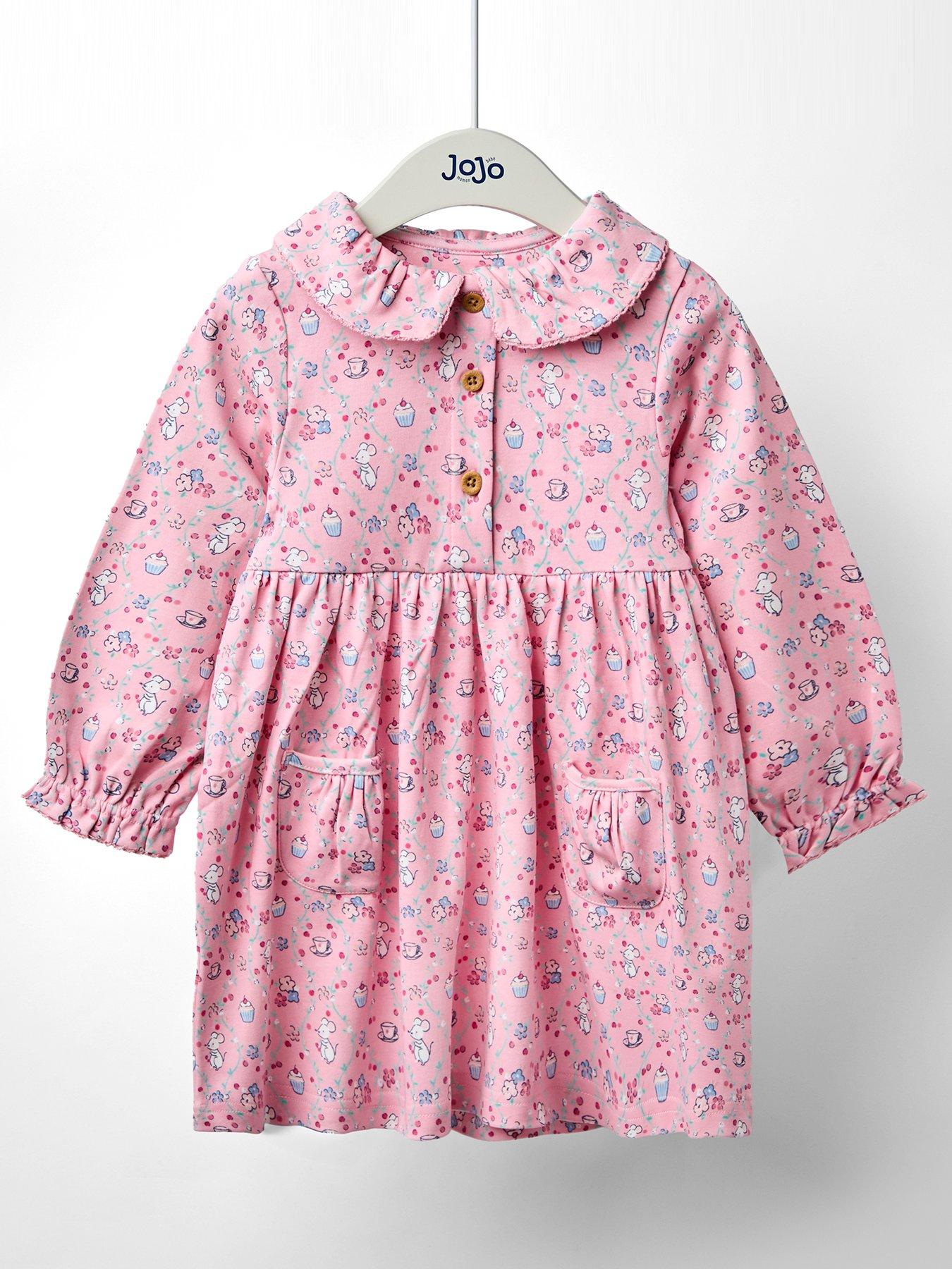 undefined Toddler Girls Mouse Tea Party Button Front Frill Collar Dress - Pink