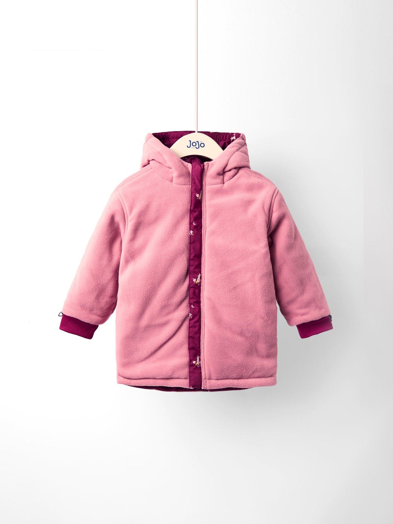 JoJo Maman Bebe Toddler Girls Reversible Fleece Lined Jacket