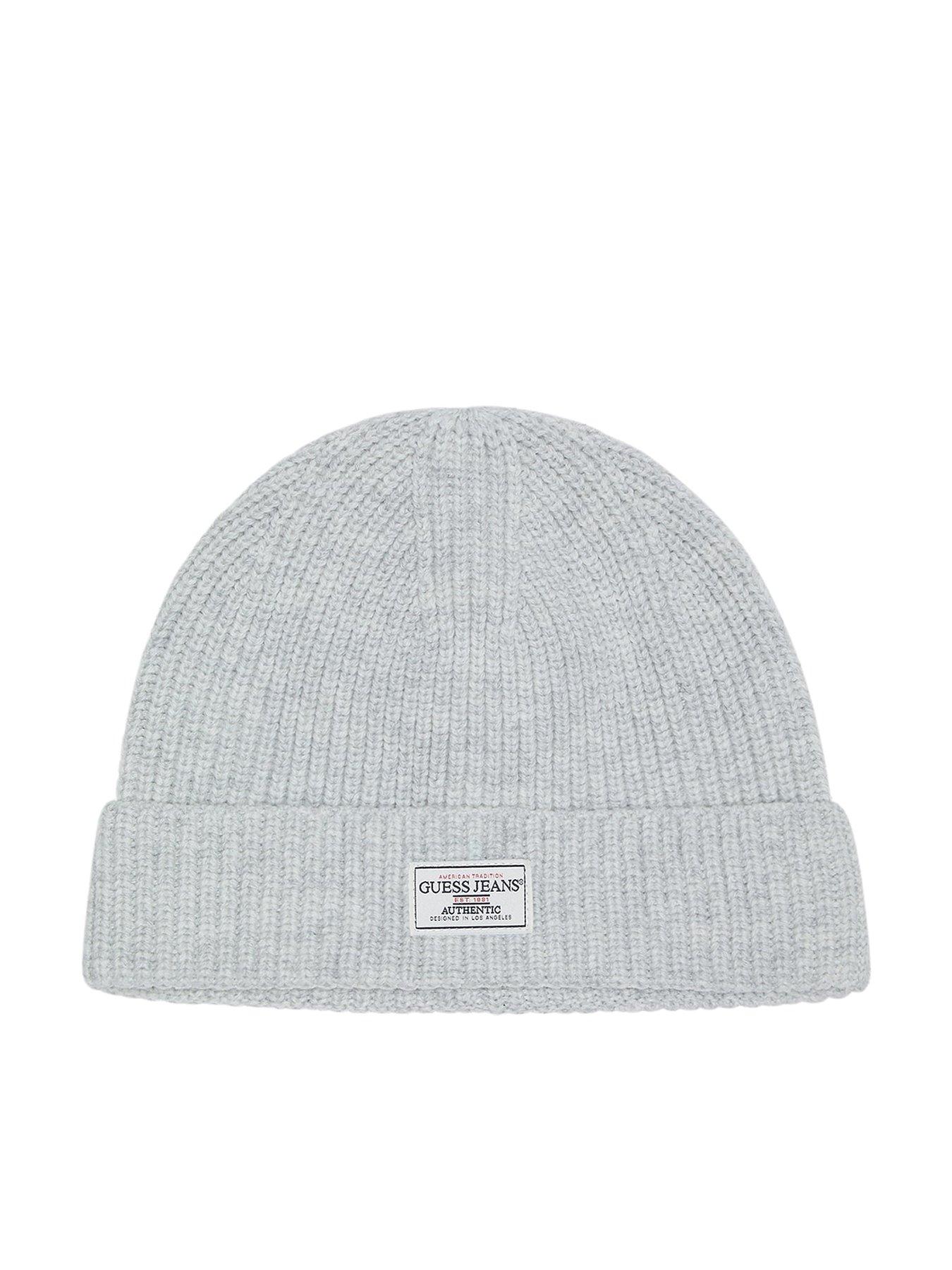 Guess Jeans Patch Logo Knitted Beanie - Grey