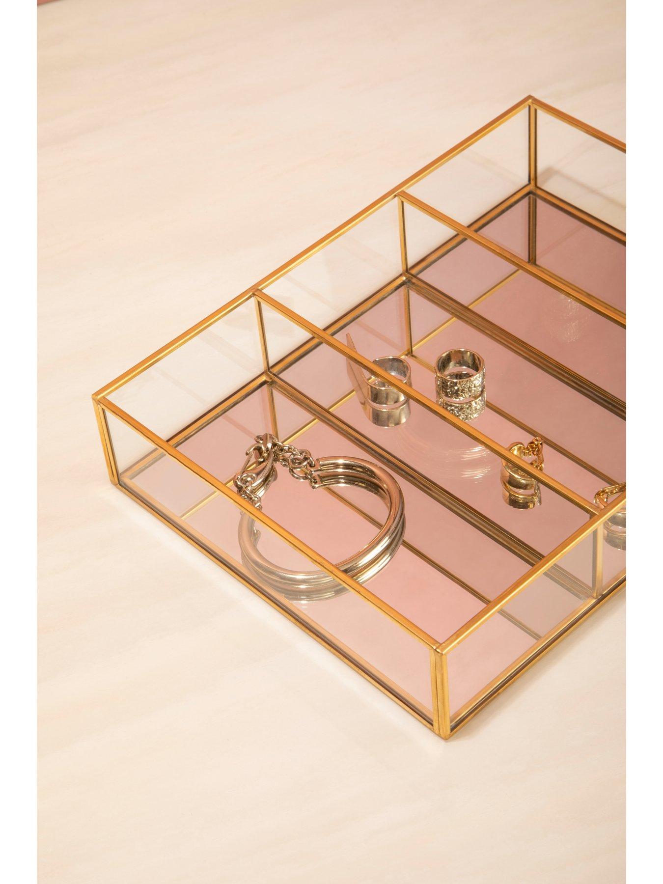 Interiors By Premier Beauty 3 Compartments Clear Glass Makeup Organiser