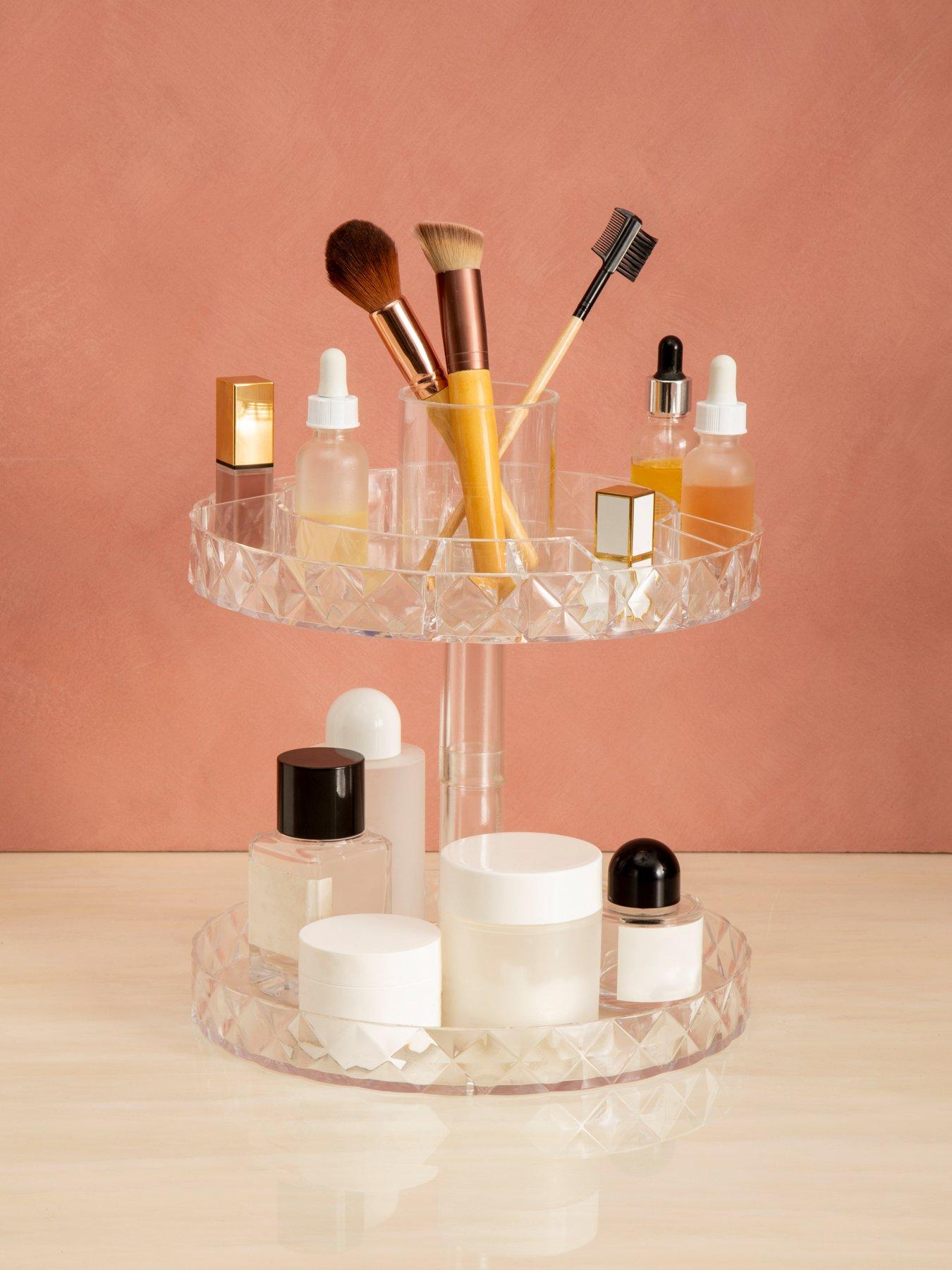 Interiors By Premier Beauty Two Tier Revolving Black Cosmetic Organiser
