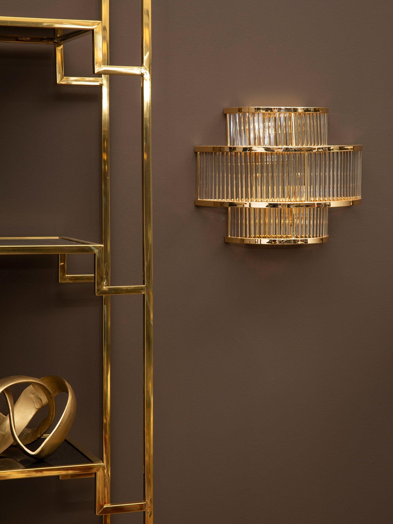 Interiors By Premier Salasco 3 Tier Glass Wall Light With Warm Metallic Iron Frame