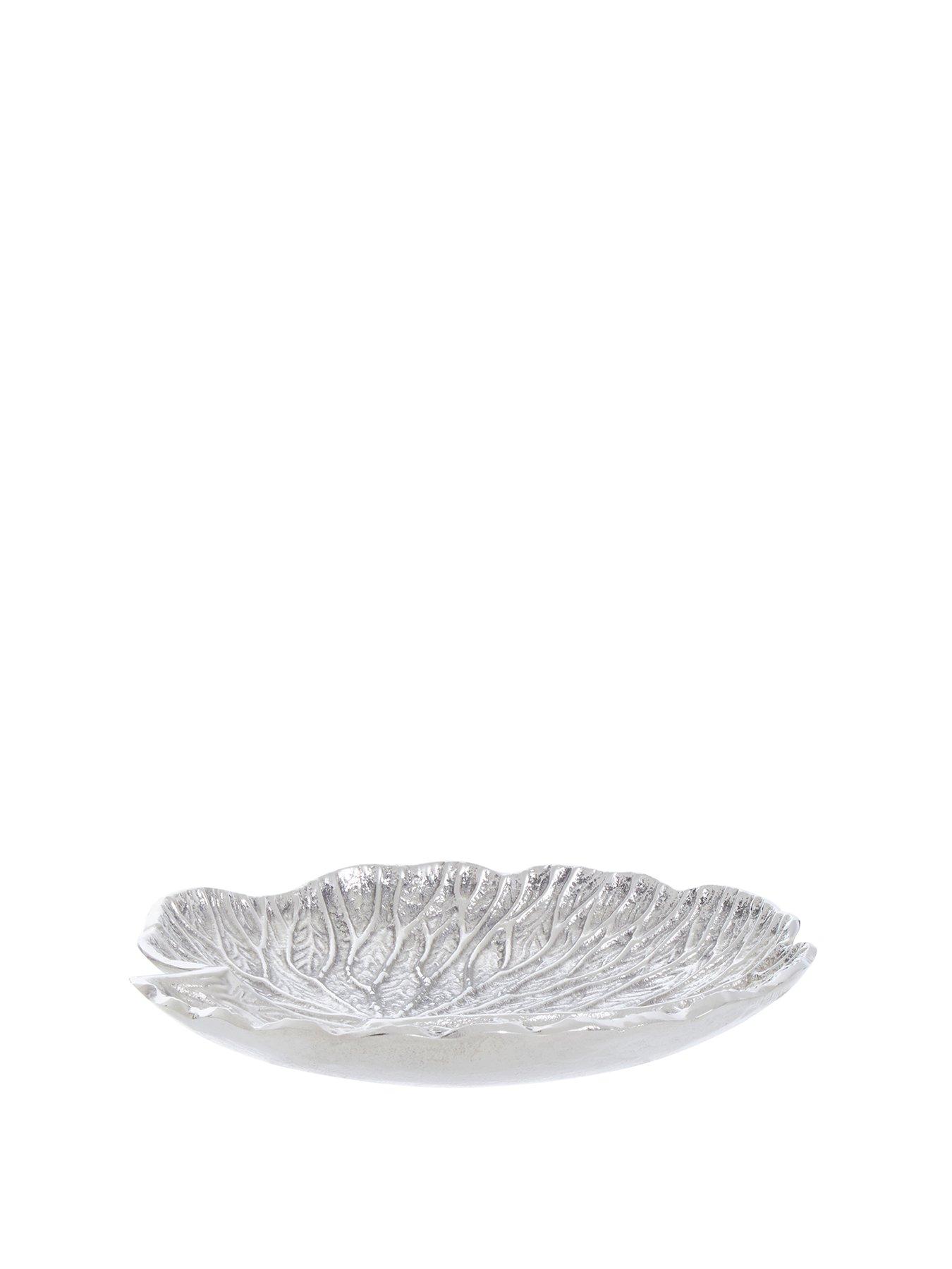 undefined Salma Small Silver Finish Lotus Leaf Plate.