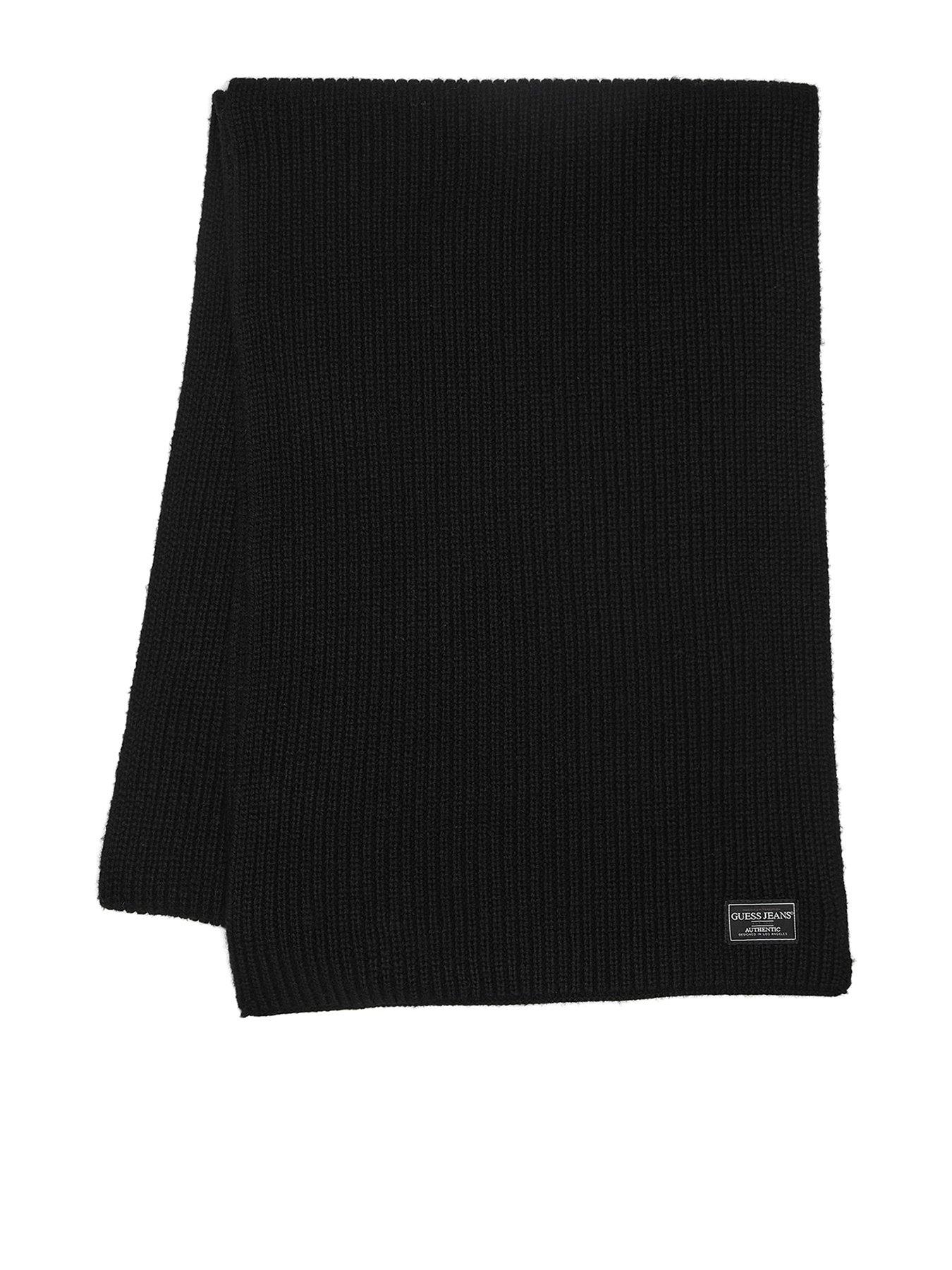 Guess Jeans Patch Logo Knitted Scarf - Black