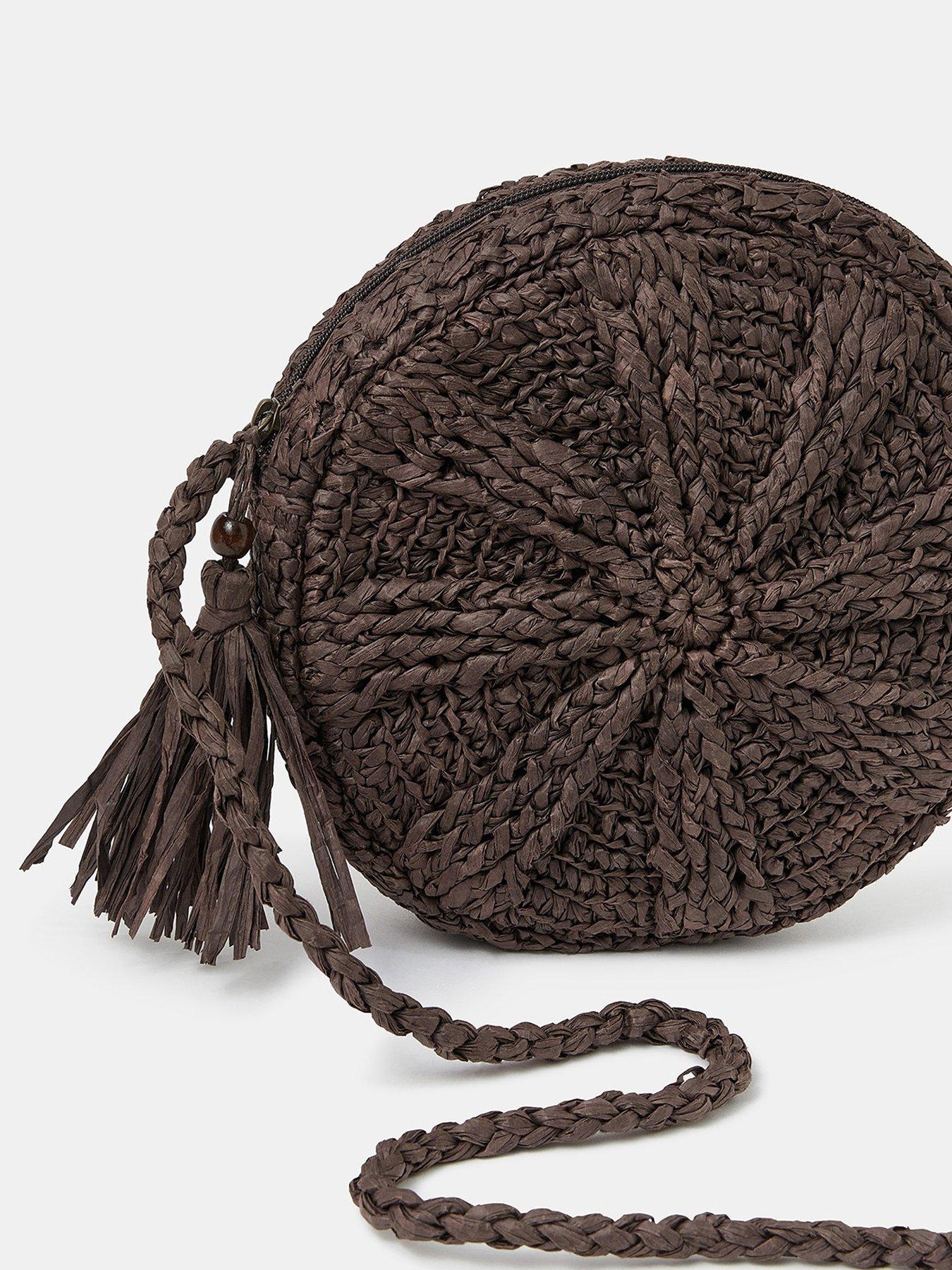 Accessorize Raffia Circle Crossbody Bag Brown Very