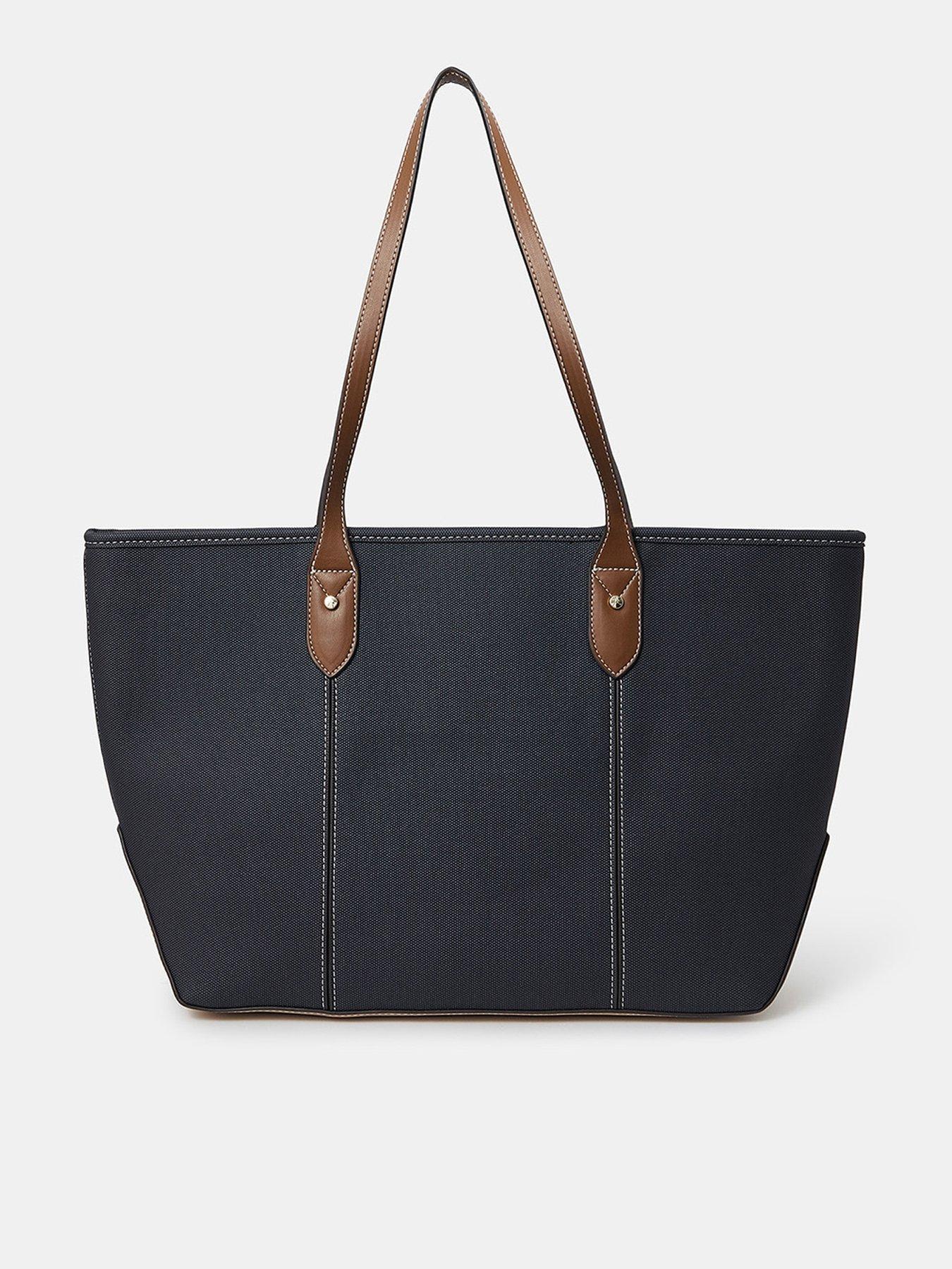Accessorize Two Tone Zip Tote Bag - Blue