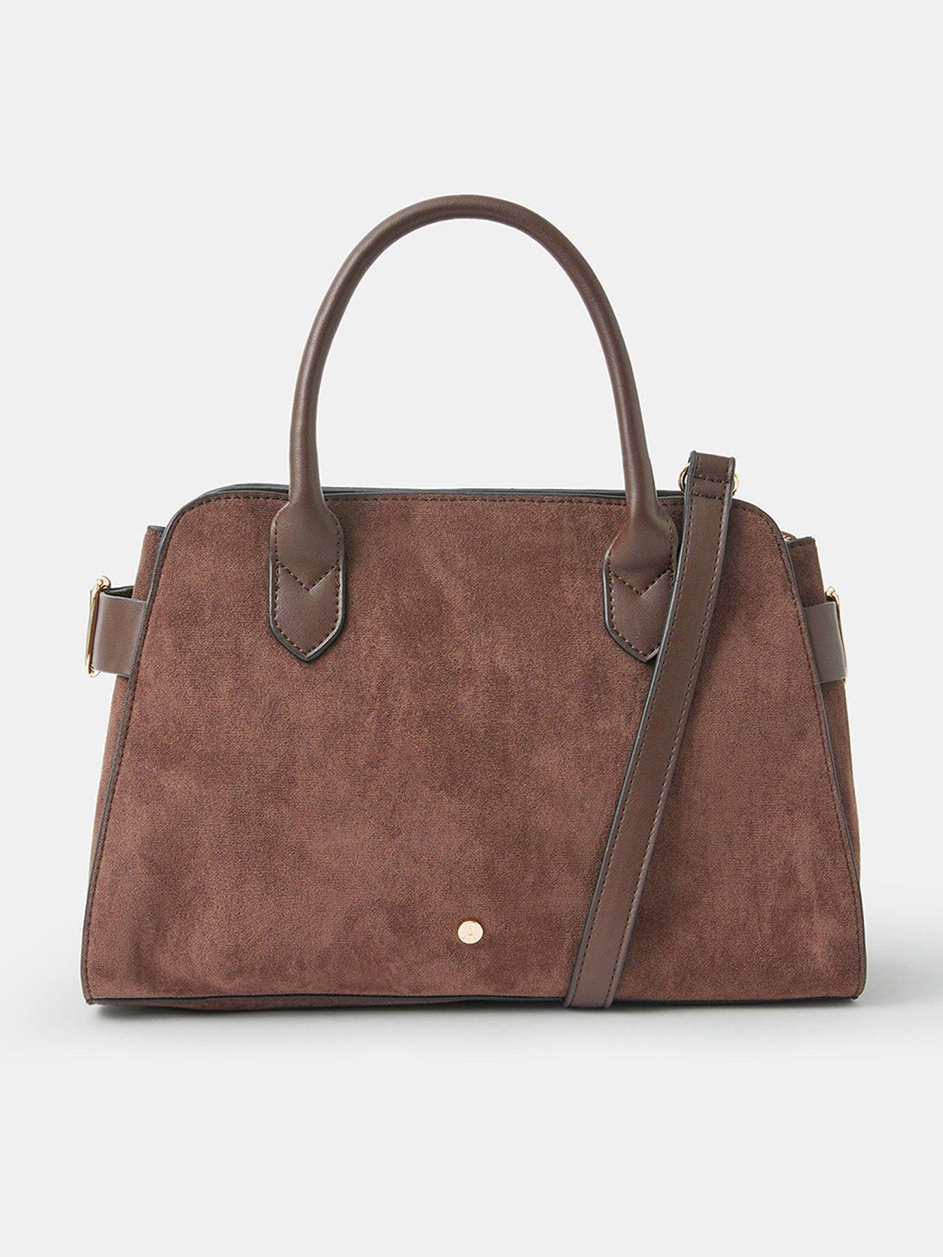 undefined Suedette Bowler Bag - Brown