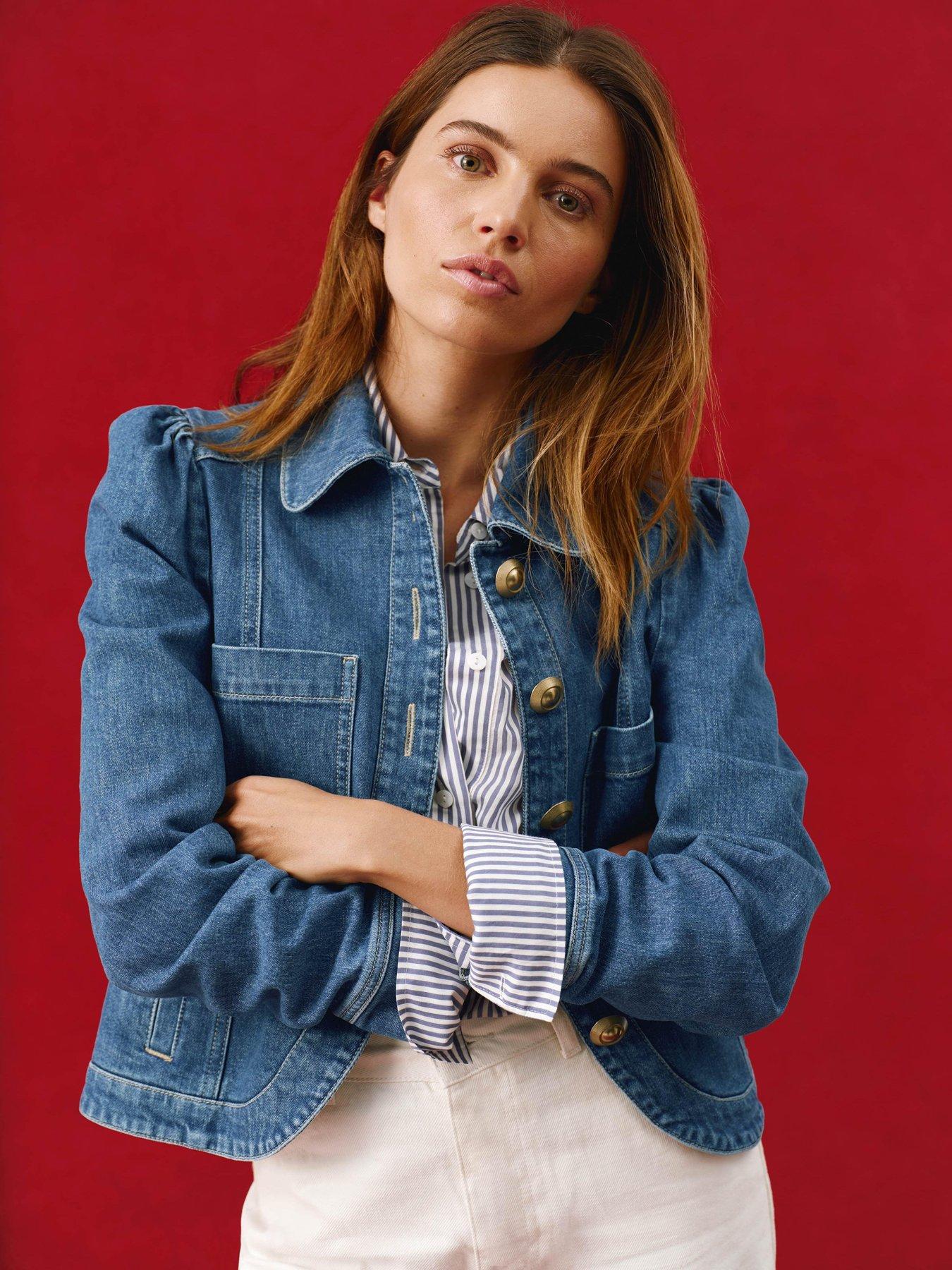 undefined Button Detail Denim Jacket - Blue