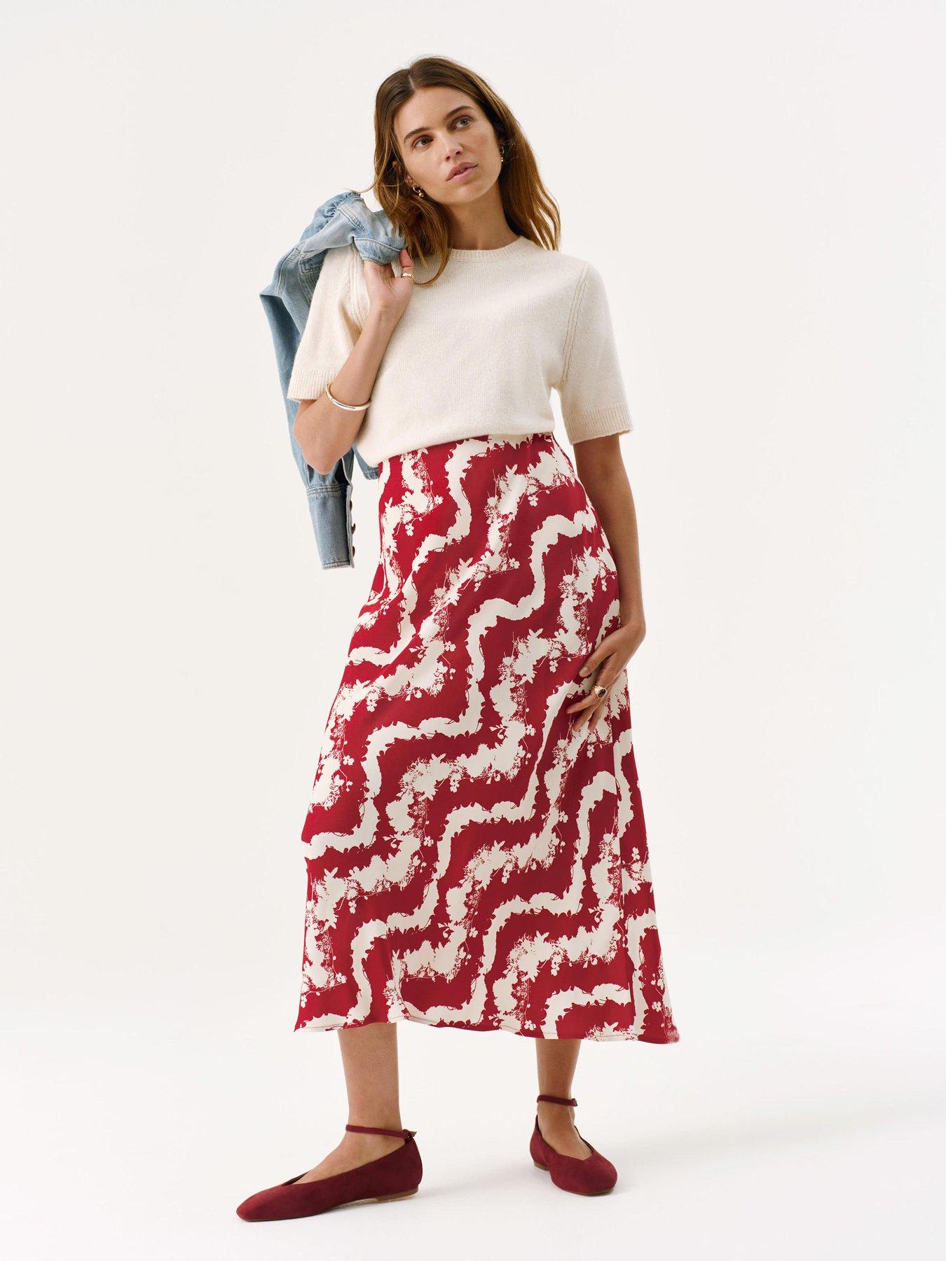 undefined Abstract Floral Print Skirt - Red