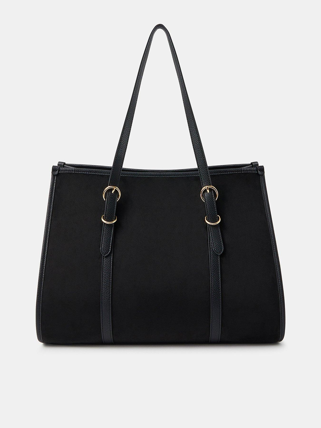 undefined Buckle Strap Suedette Shoulder Bag - Black