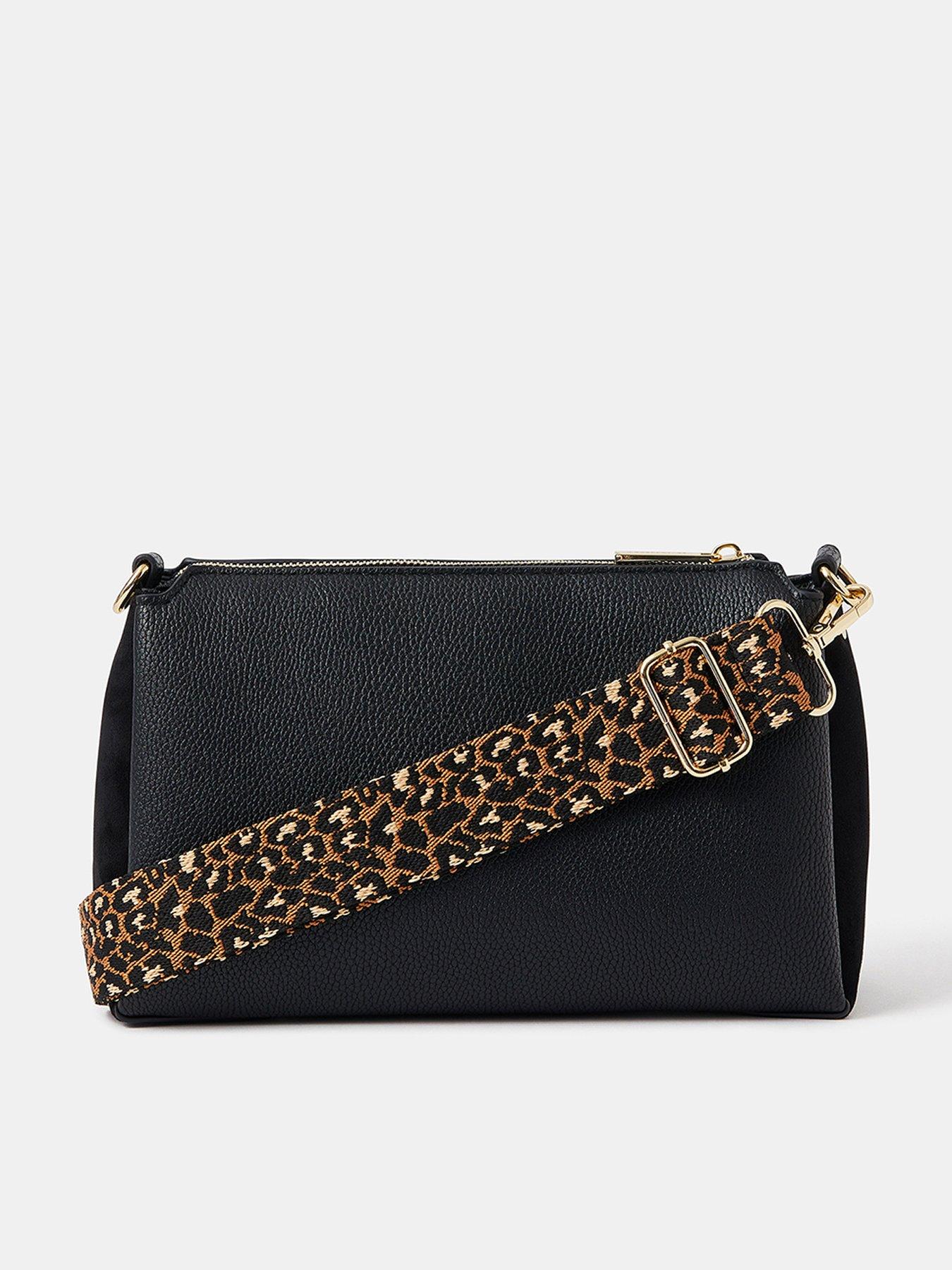 undefined Webbing Strap Suedette Crossbody Bag - Black