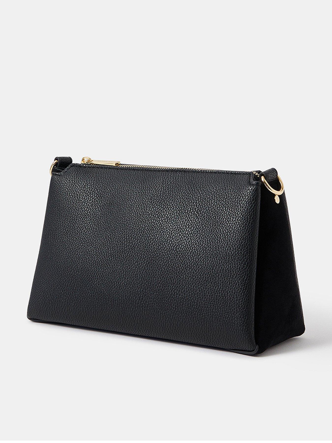 Image 2 of 4 of Accessorize Webbing Strap Suedette Crossbody Bag - Black