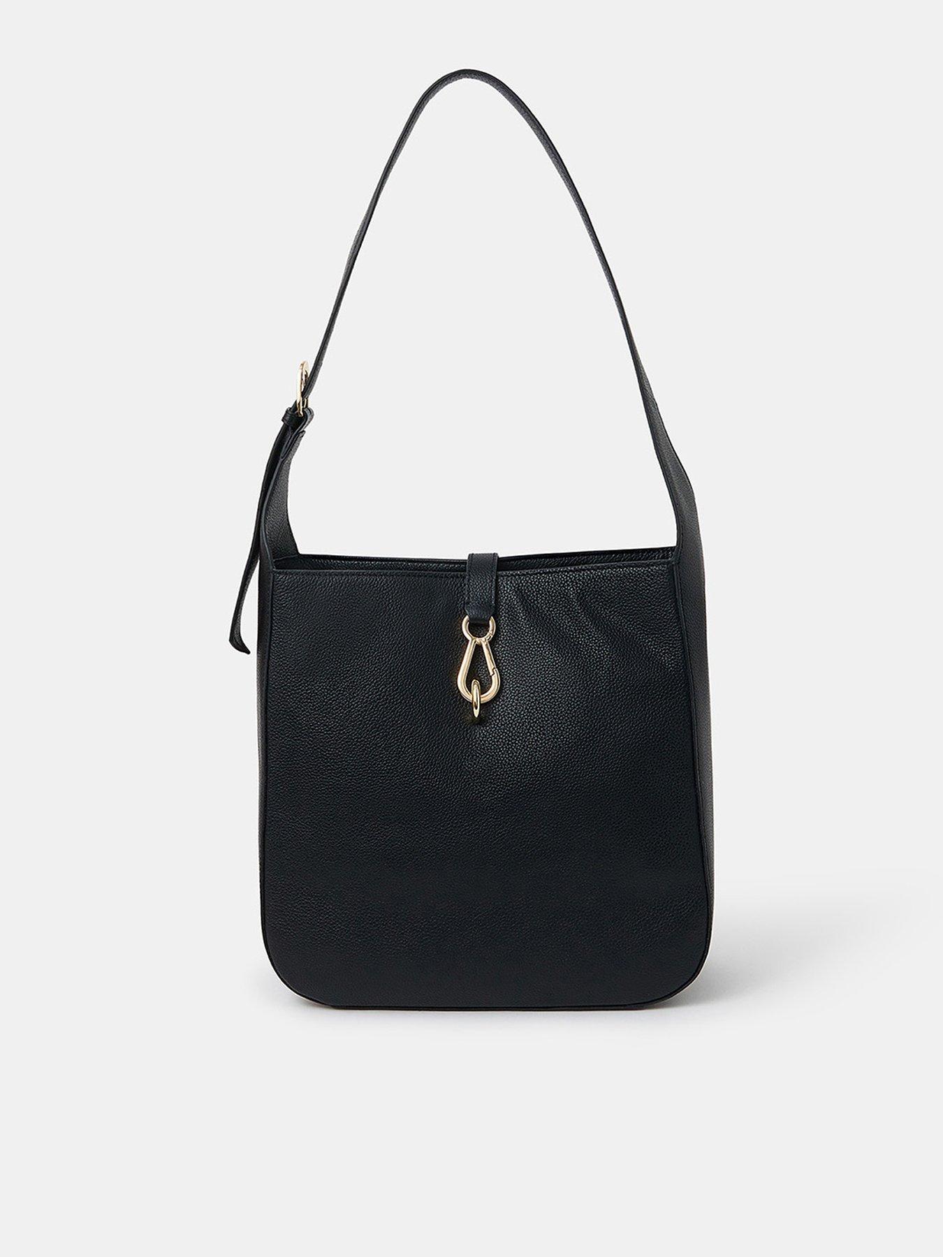 undefined Clasp Leather Shoulder Bag - Black