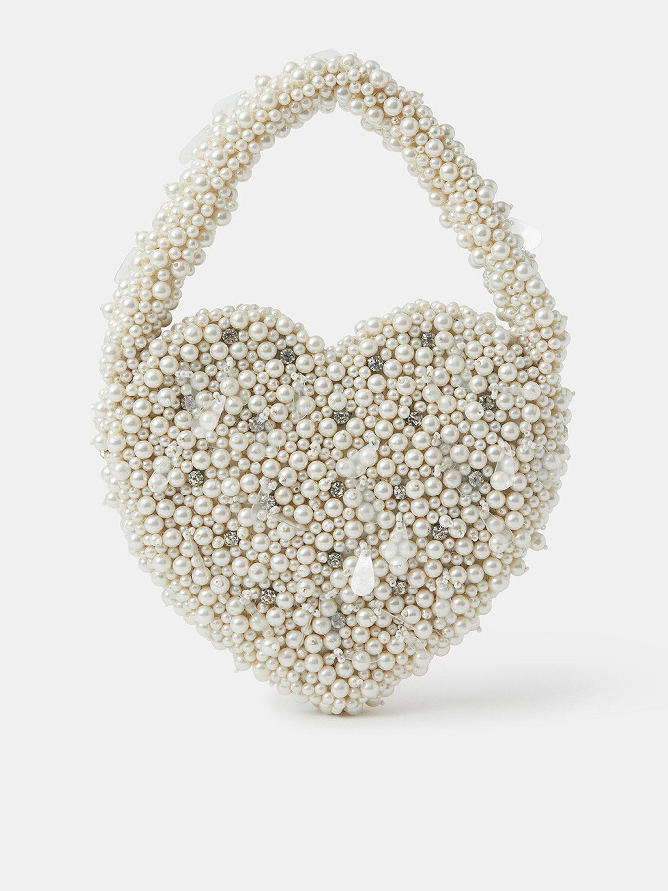 undefined Bridal Pearl Heart Handbag - Cream