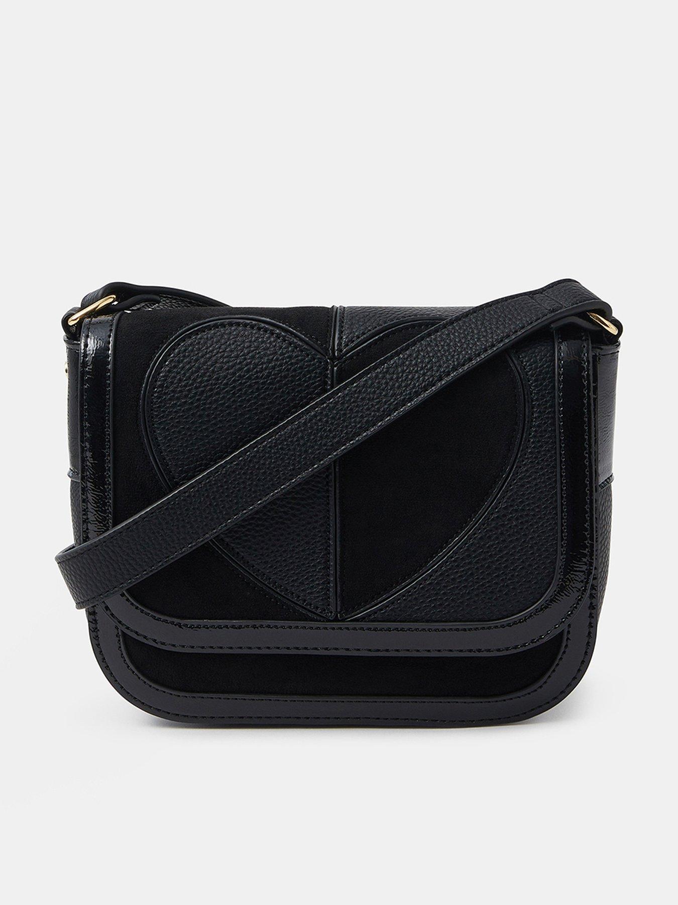 undefined Heart Patch Crossbody Bag - Black