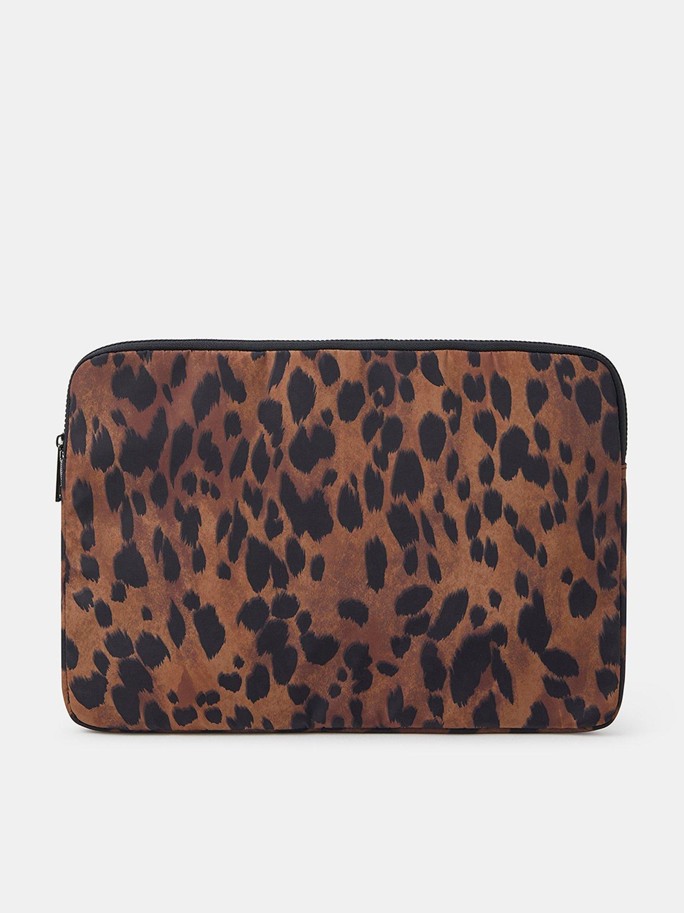 undefined Leopard Print Laptop Case - Brown