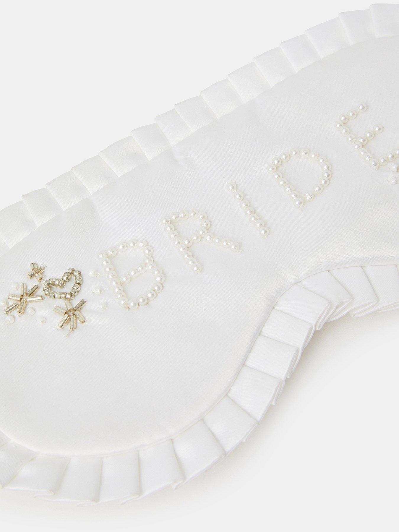 Image 4 of 4 of Accessorize Bride Beaded Sleep Mask - Cream