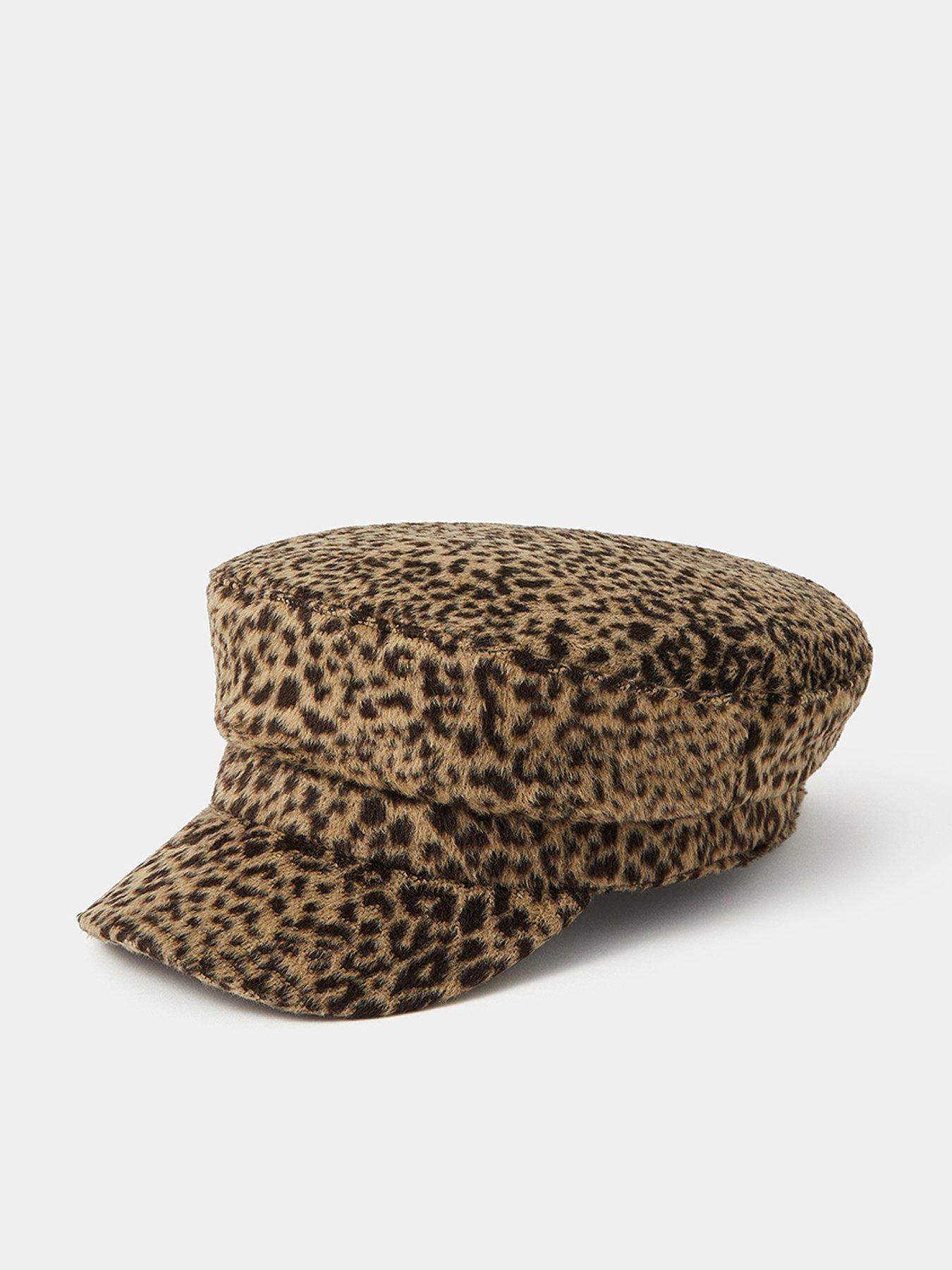 undefined Cheetah Print Baker Boy Hat - Brown