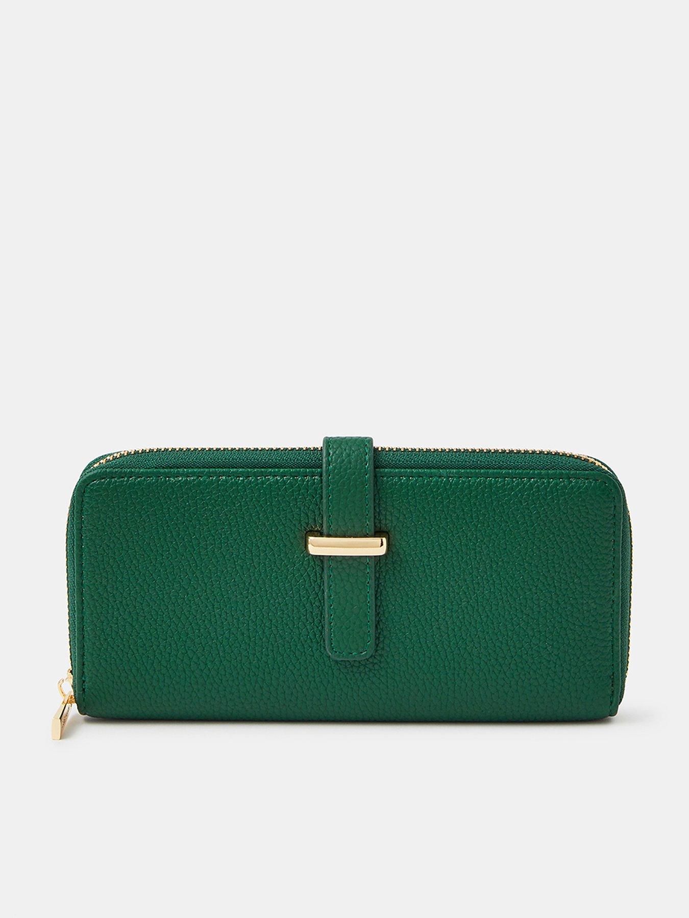 undefined Tab Zip Around Purse - Green