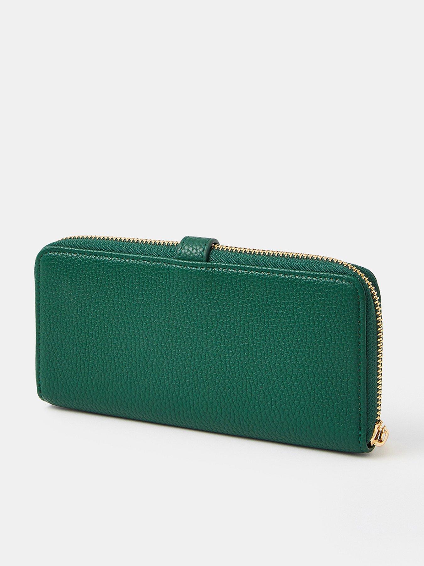 Image 2 of 3 of Accessorize Tab Zip Around Purse - Green
