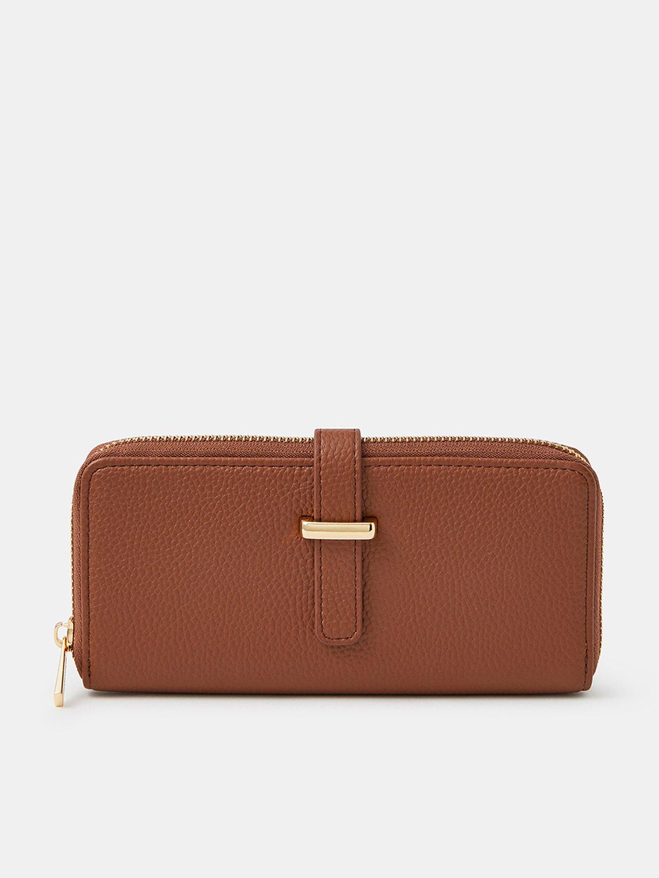 undefined Tab Zip Around Purse - Brown