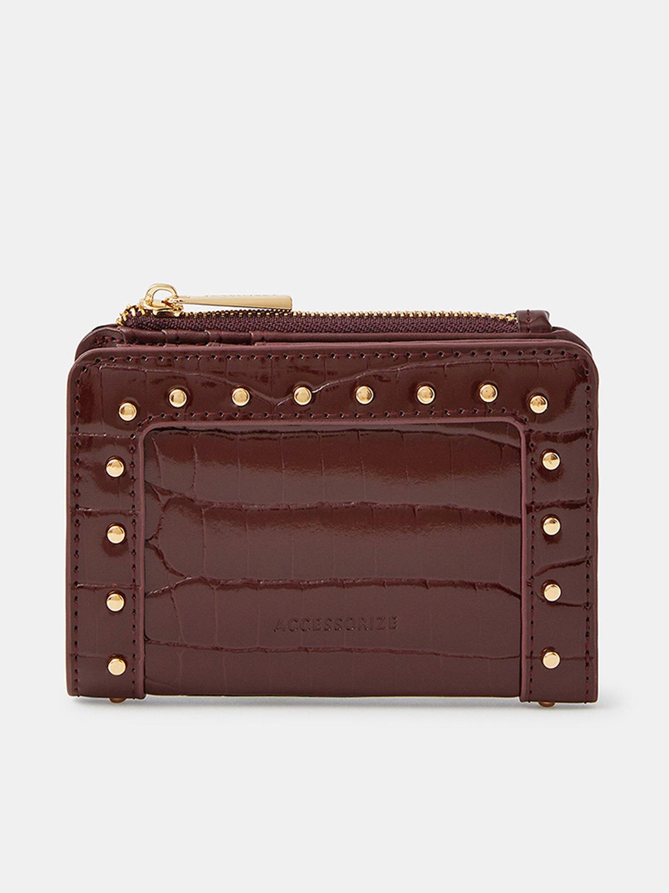 undefined Patent Croc Stud Purse - Red
