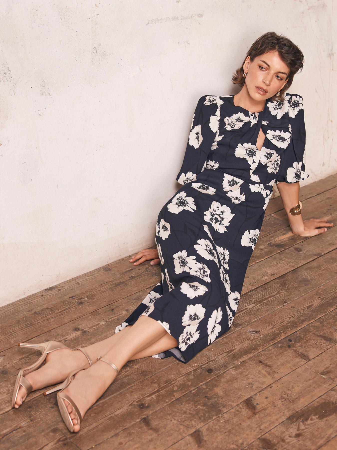 undefined Navy Floral Print Dress