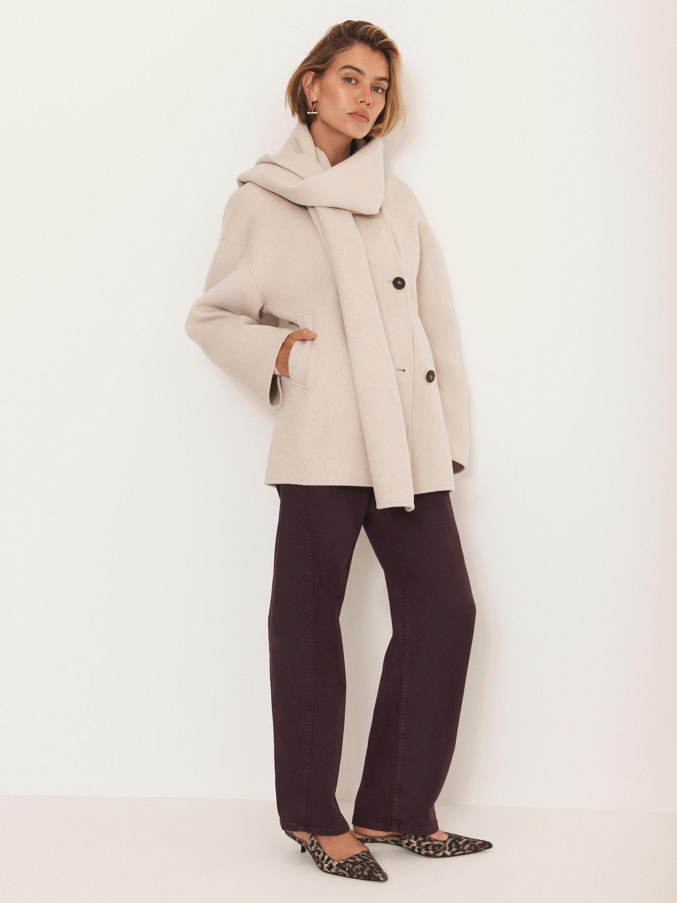 undefined Hand Finished Scarf Coat - White
