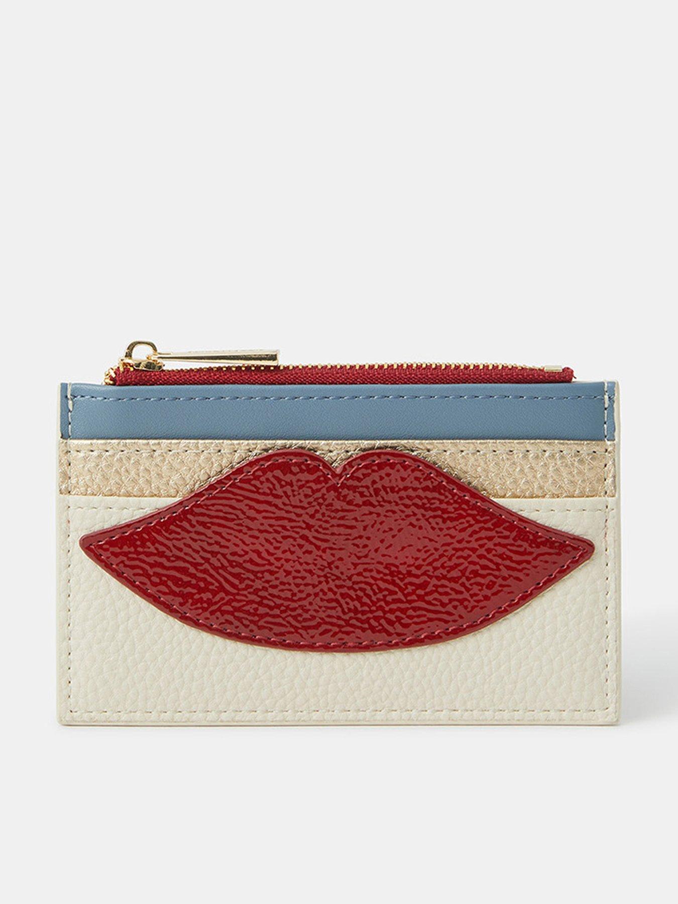 undefined Lips Colourblock Card Holder - Red