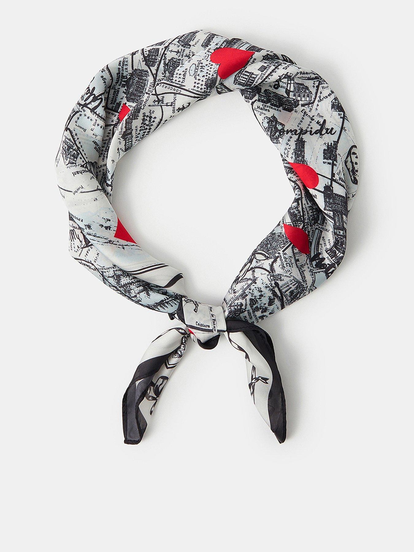 undefined Paris Map Satin Scarf - Cream