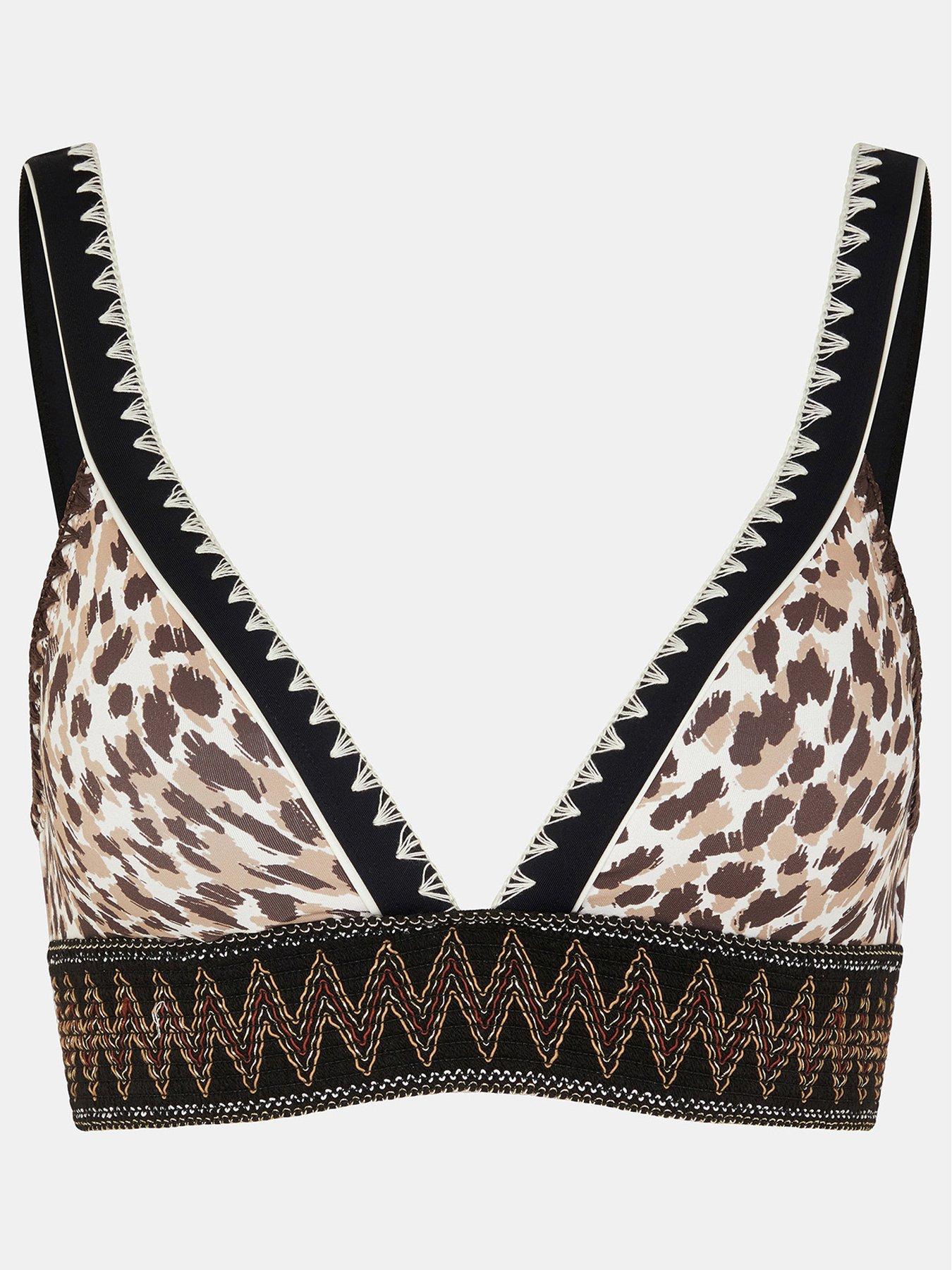 Image 3 of 4 of Accessorize Leopard Print Band Bikini Top - Brown