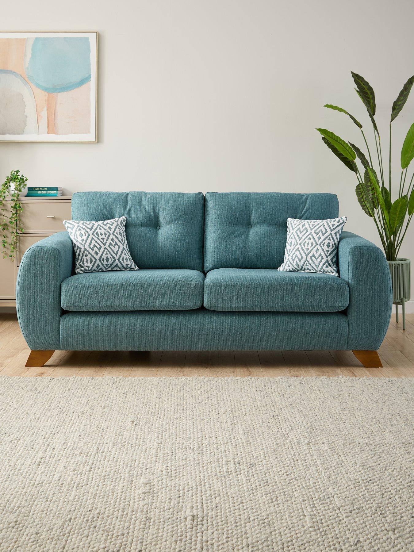 Very Home Prent Fabric 3 Seater Sofa - Teal - Made to Order in the UK