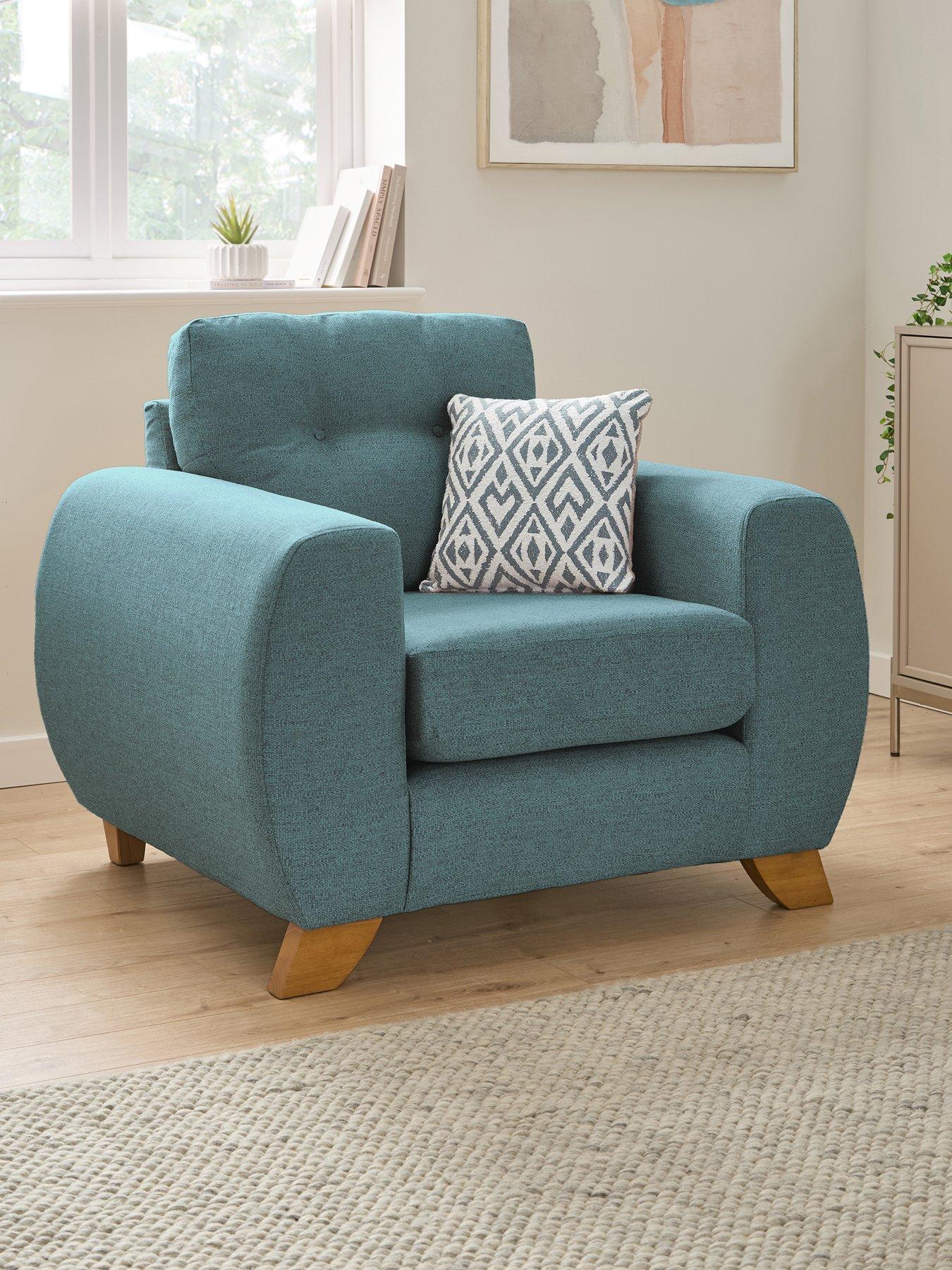 The Very Collection Prent Fabric Armchair - Teal - Made to order in the UK - Made to order in the UK