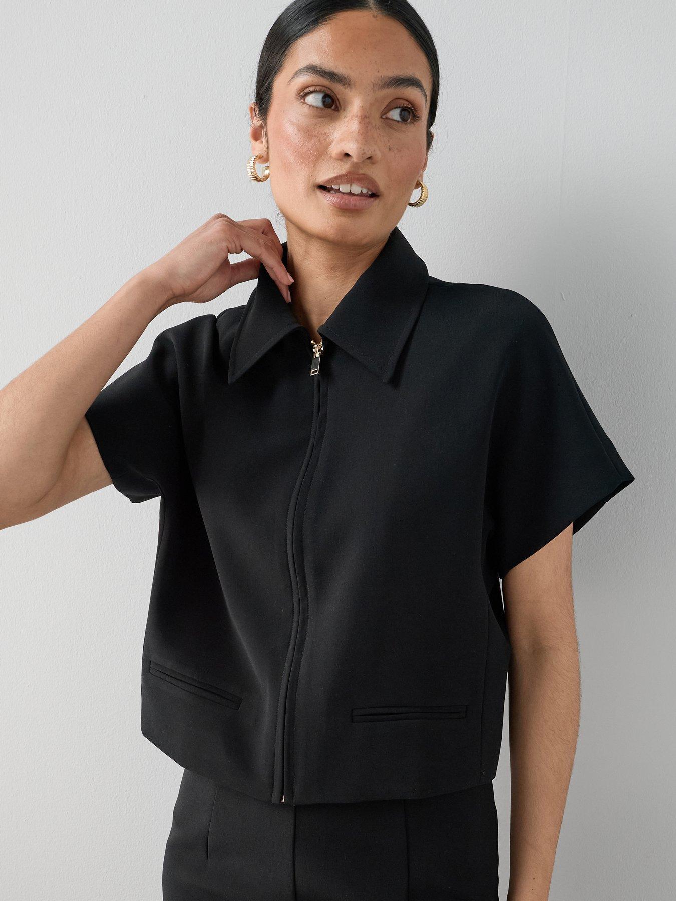 The Very Collection: Cotton Twill Collared Short Sleeve Jacket