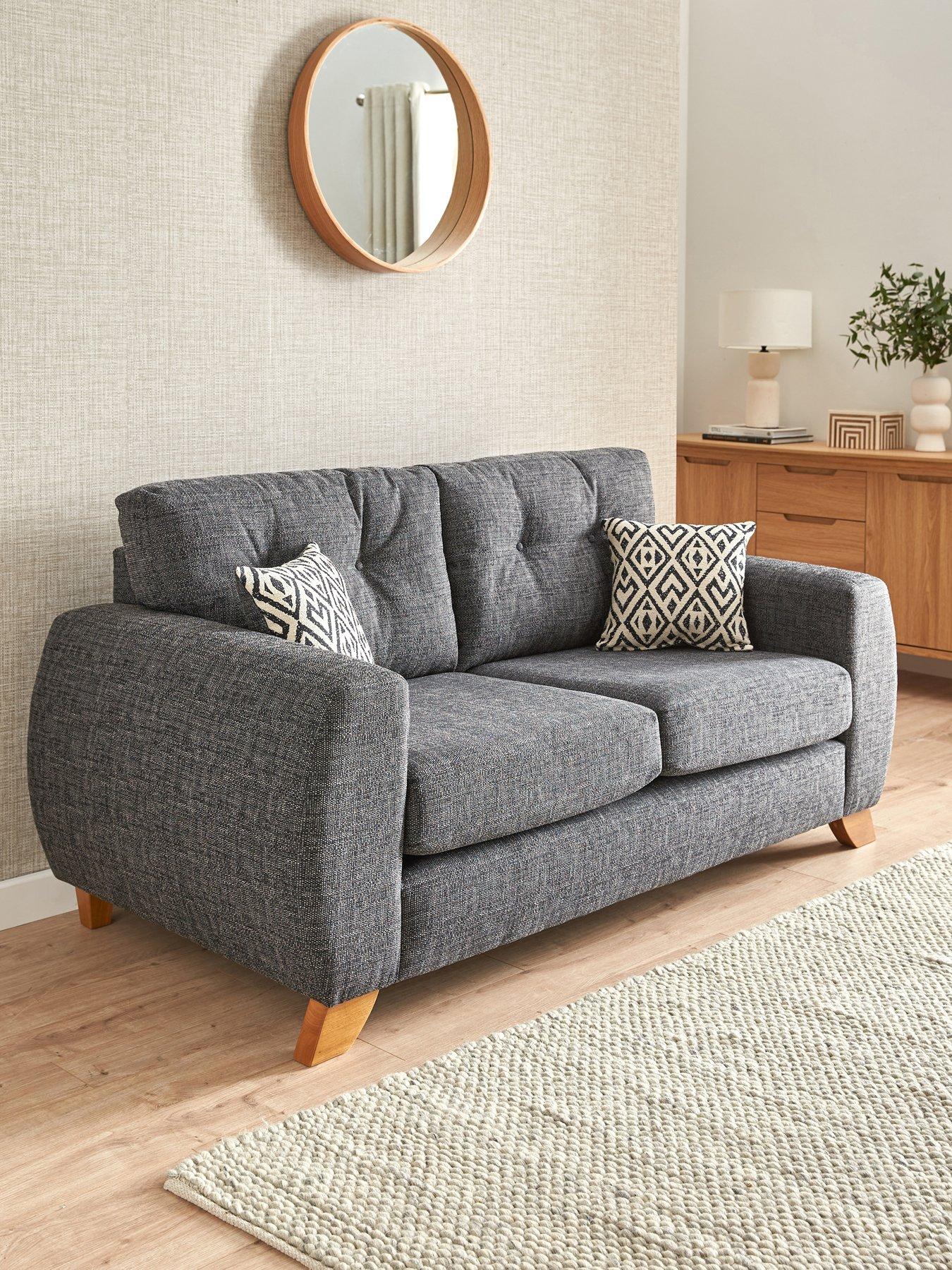 The Very Collection Prent Fabric 2 Seater Sofa - Grey - Made to order in the UK