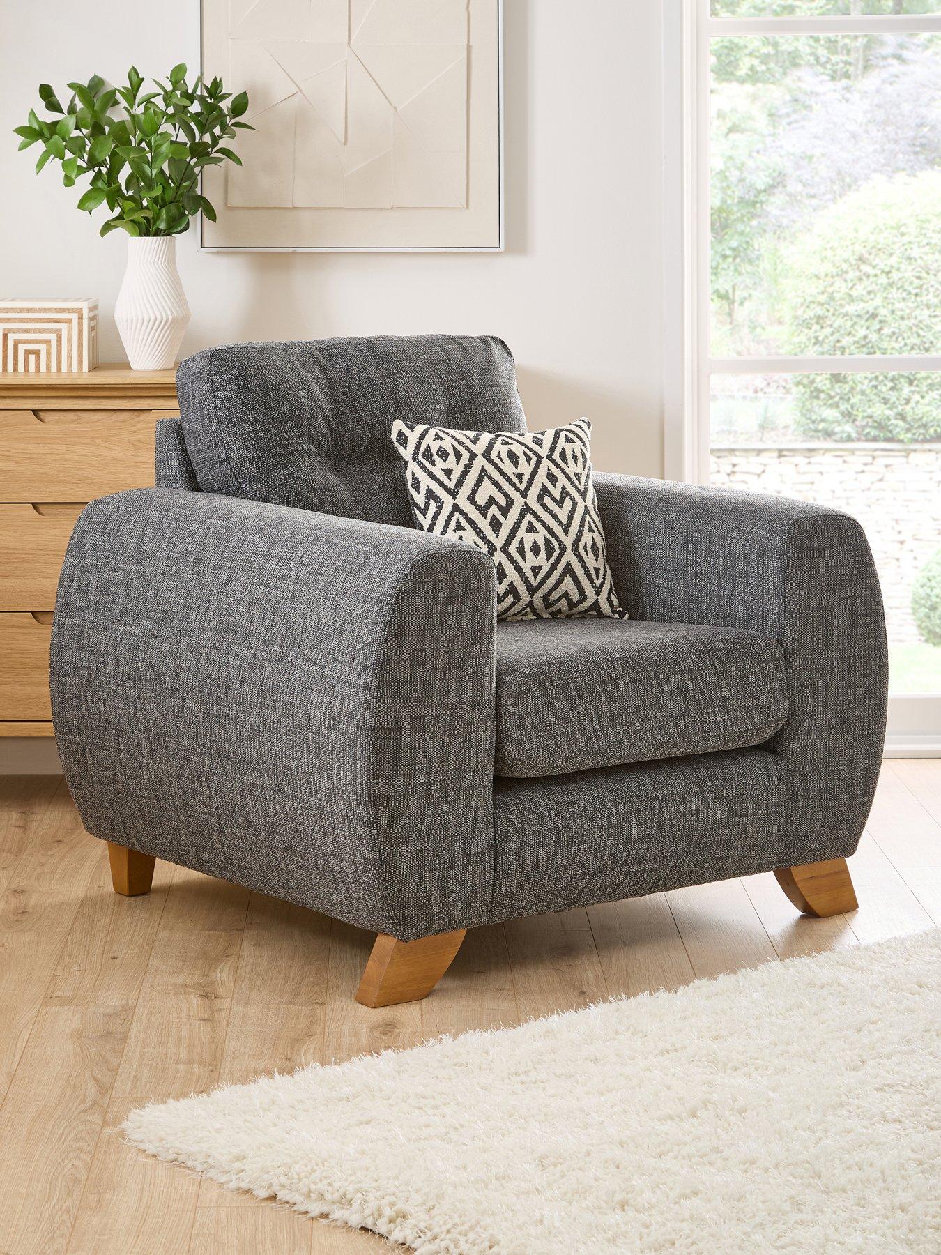 The Very Collection Prent Fabric Armchair - Grey - Made to order in the UK
