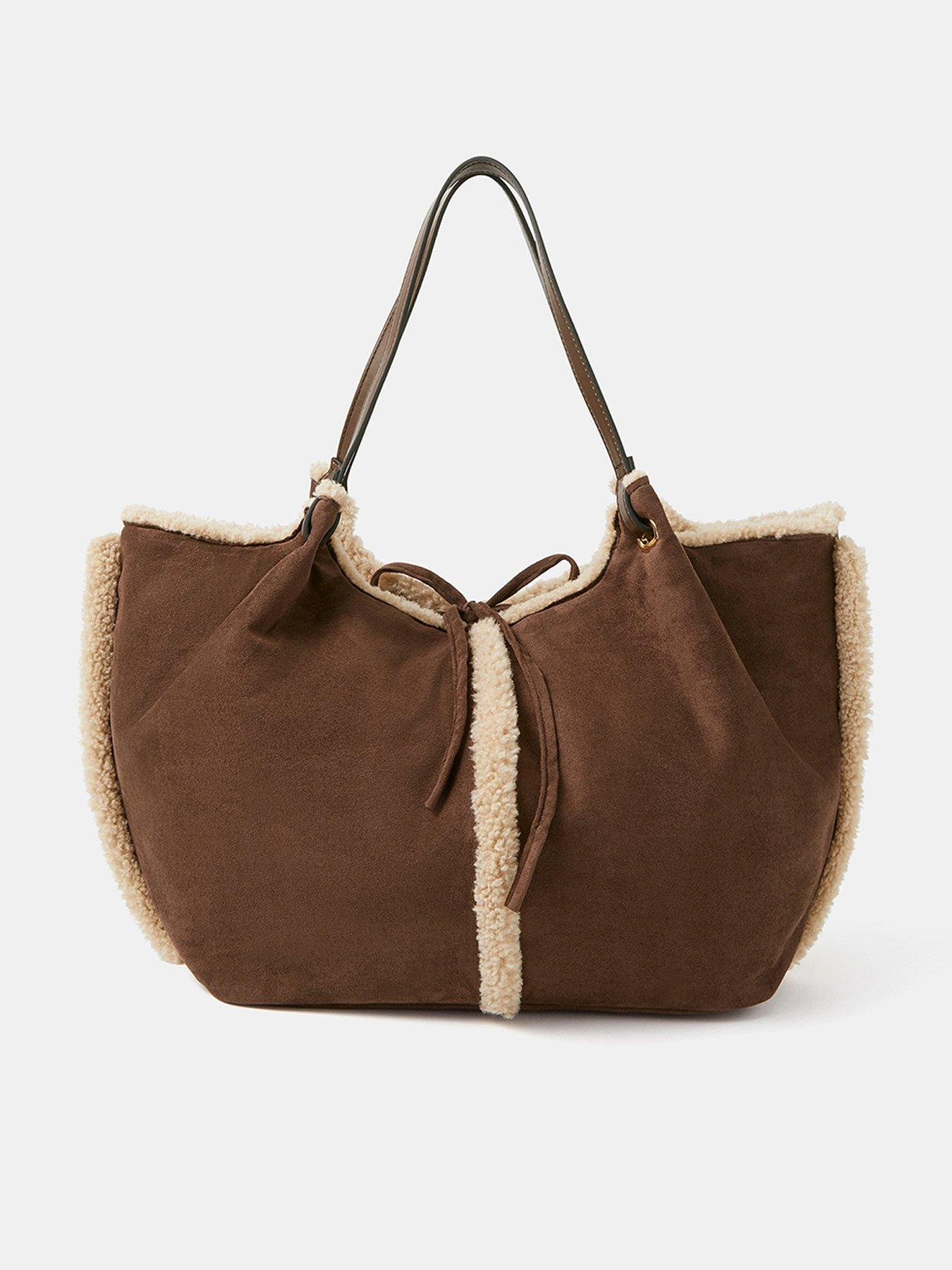 undefined Reversible Borg Shoulder Bag - Cream