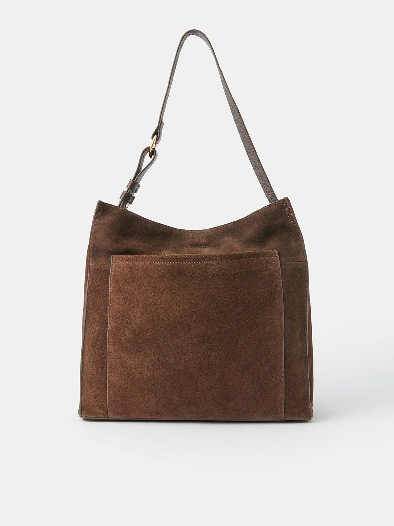 undefined Large Pocket Suede Shoulder Bag - Brown
