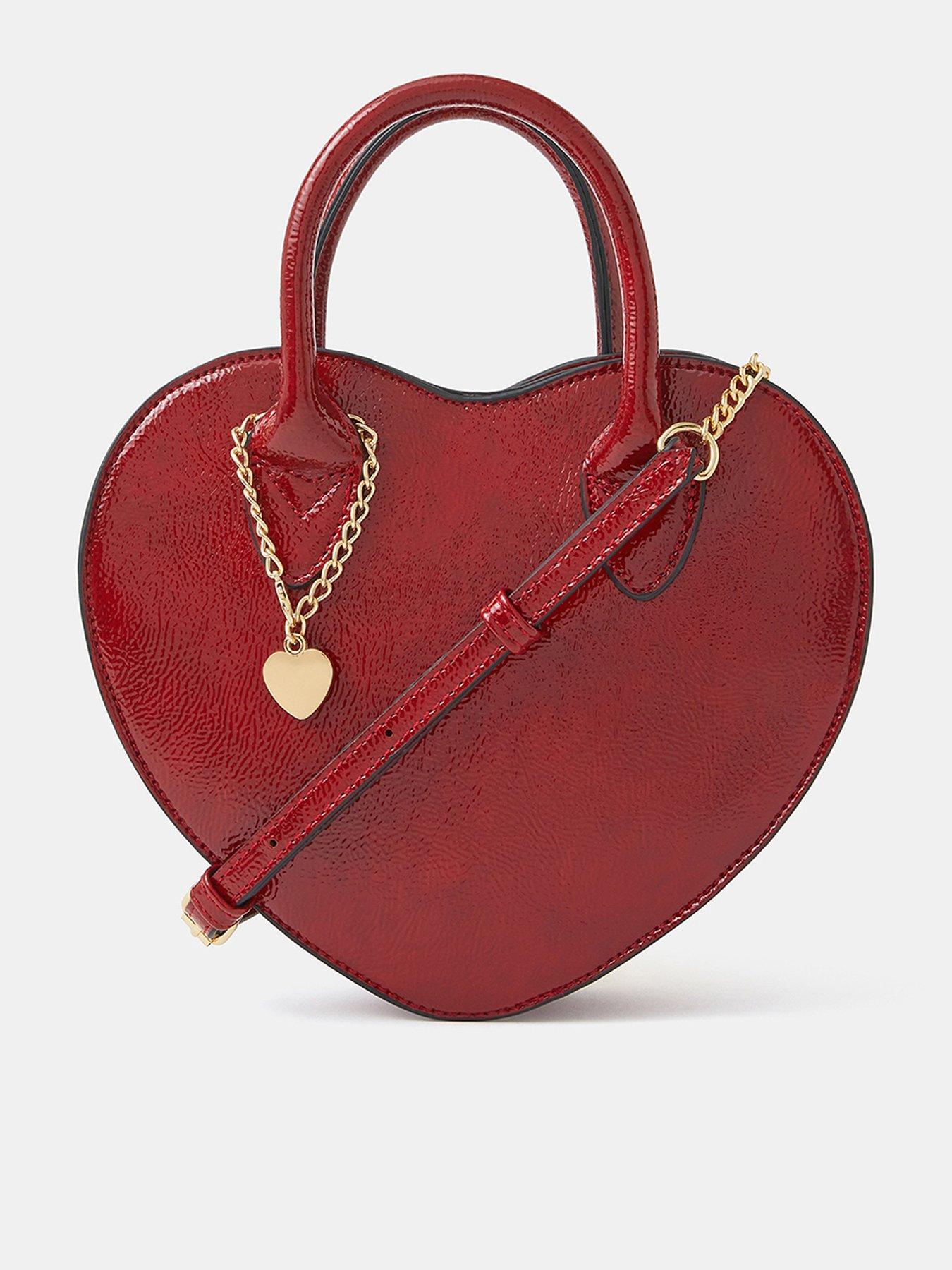 undefined Patent Heart Crossbody Handbag - Red