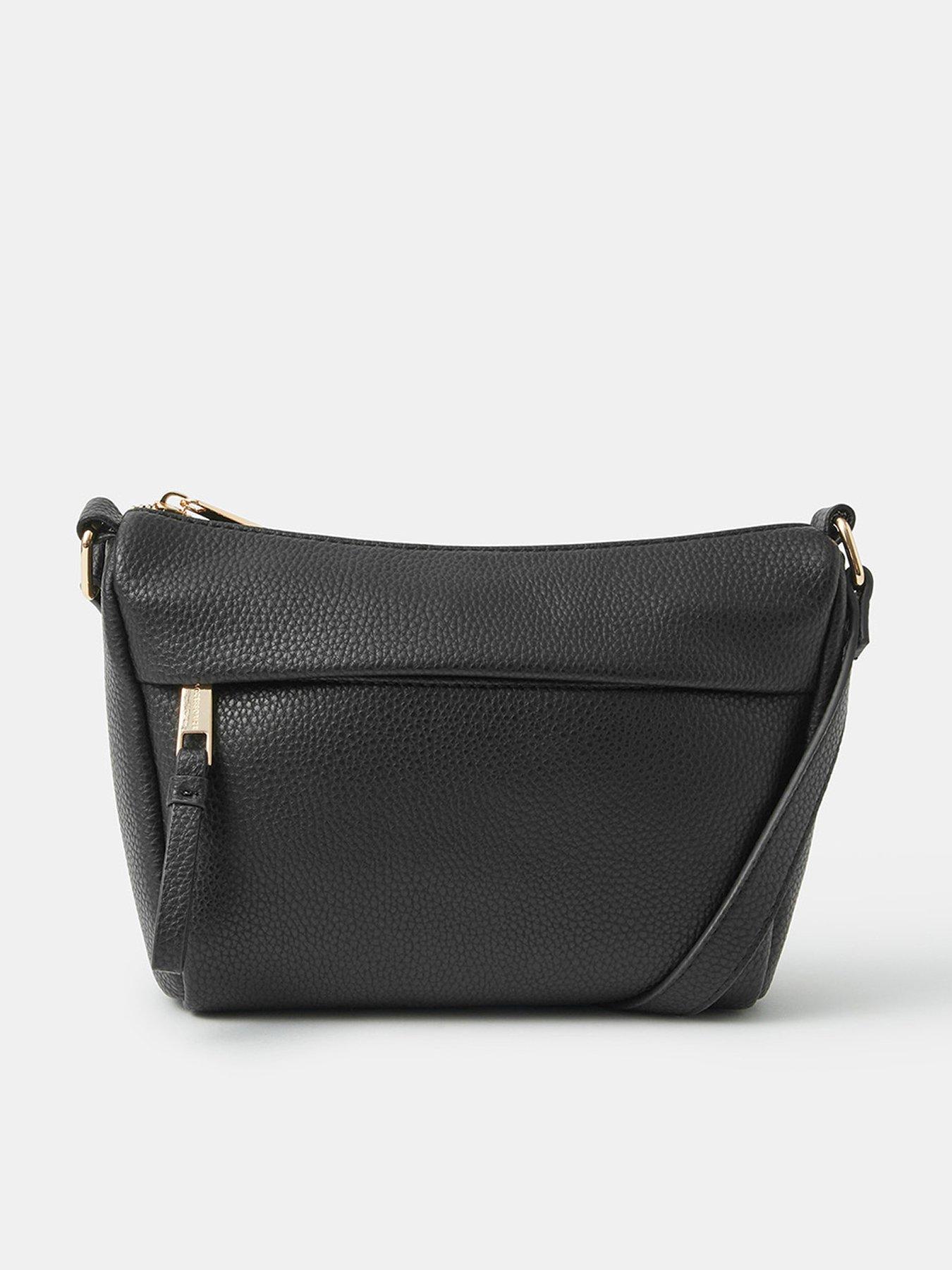 undefined Zip Front Crossbody Bag - Black